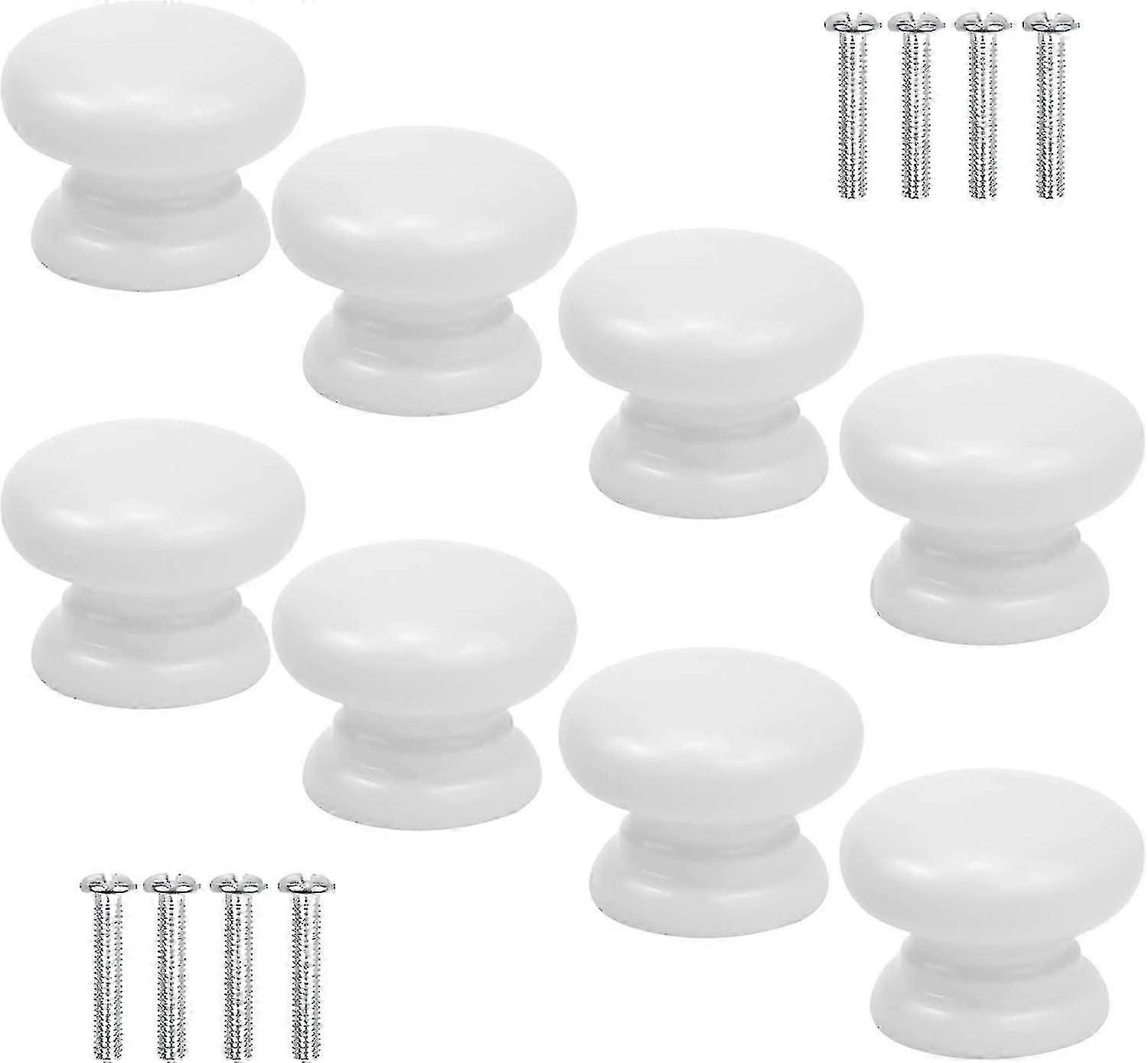 Solid drawer knobs 8 pcs white mushroom style for cabinets