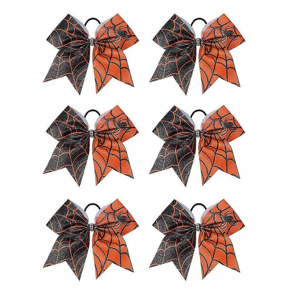 6pcs Halloween Cheveux Attaches Araignée Web Arc Cheveux Cordes Queue De Cheval Supports Coiffe
