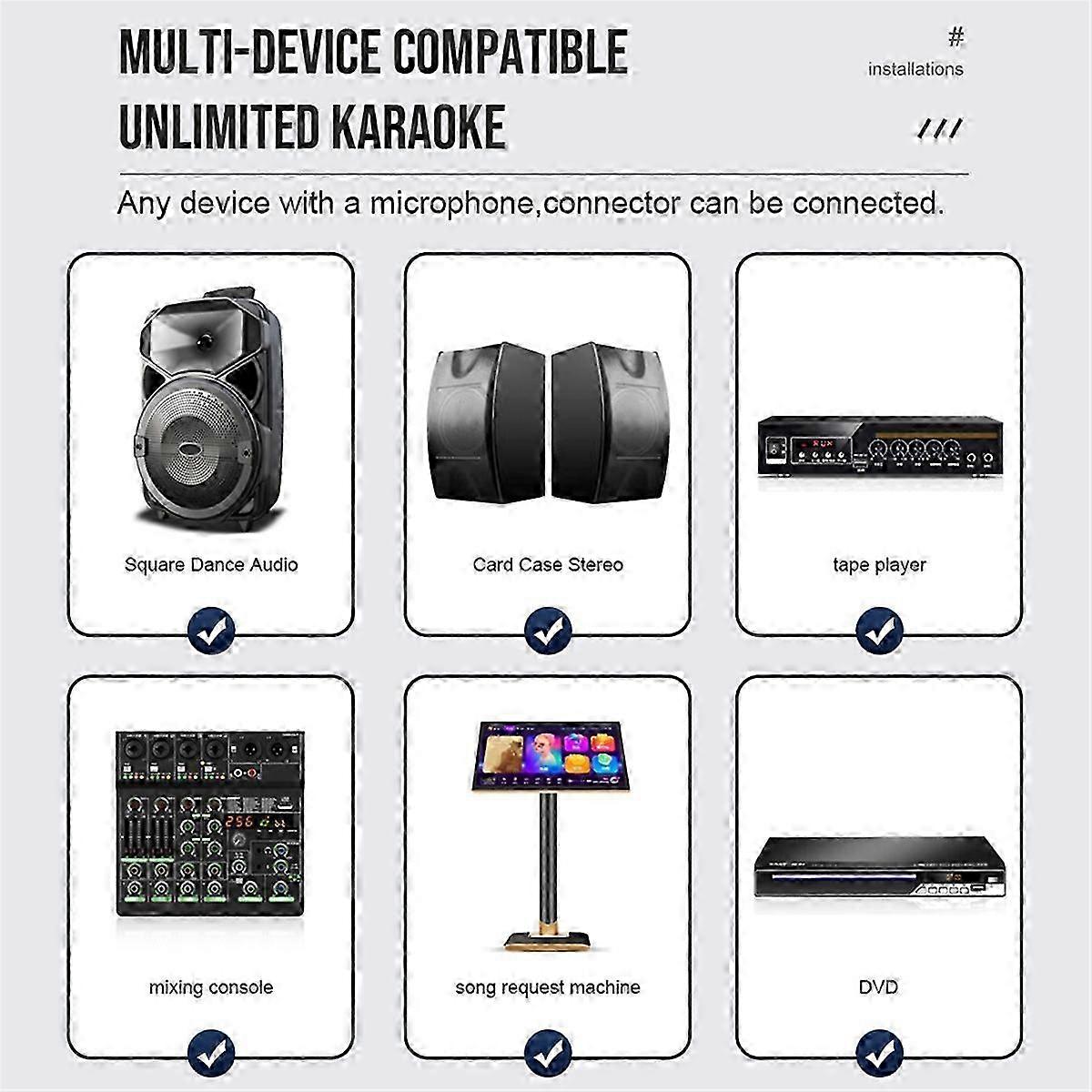 GM1. UHF Microphone with Adjustable Frequency - Handheld for Shows, Teaching & Karaoke with Red EU Plug