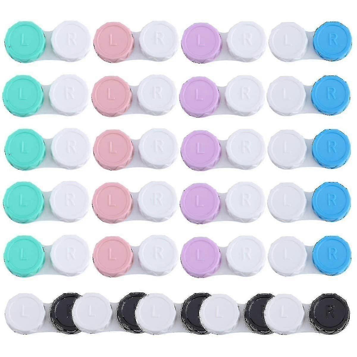 25 Pack Contact Lens Cases Portable Contact Lens Container Contact Lens Soaking Storage Case With L And R Caps, 5 Colors