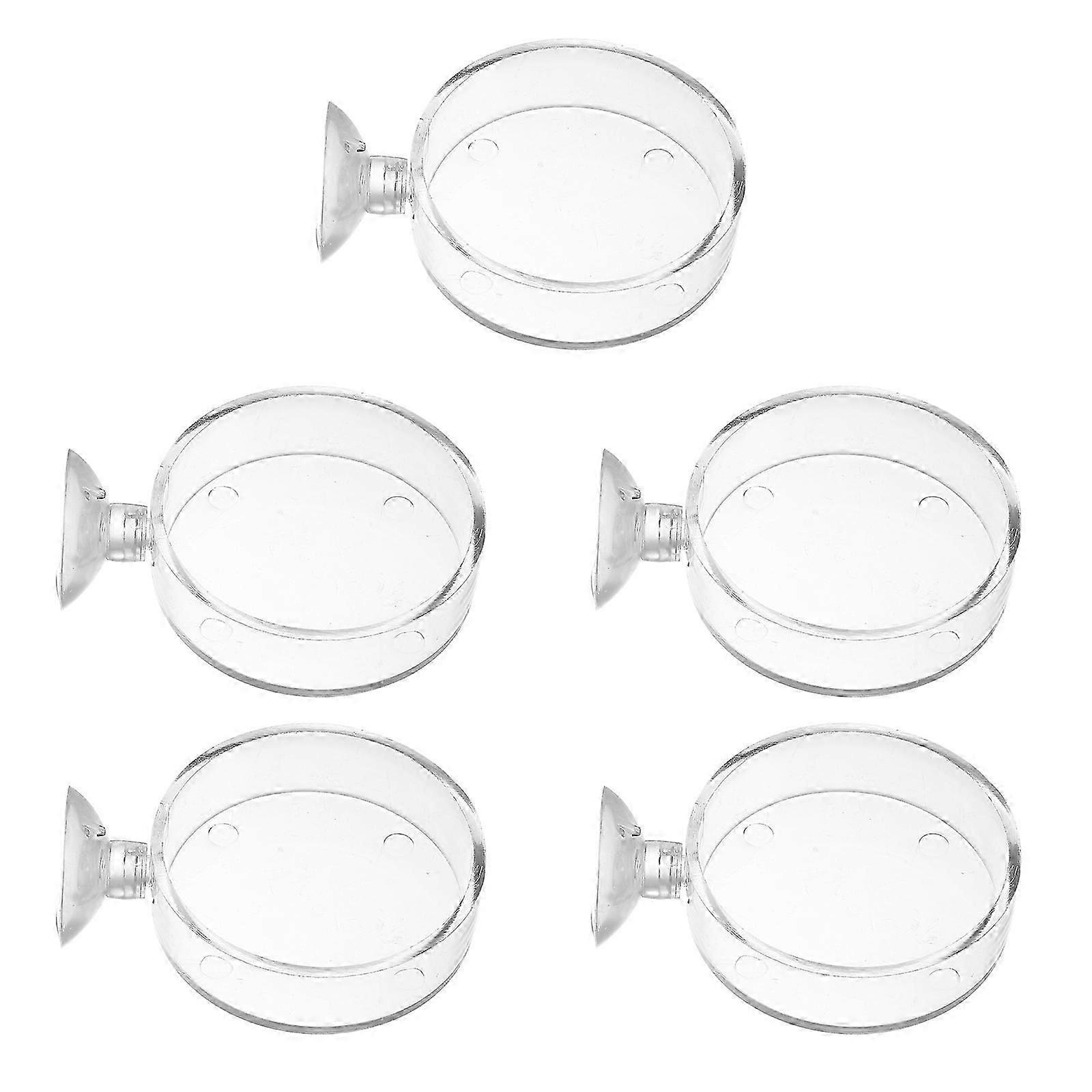 Practical Fish Feeder with Suction Cups for Aquarium Use Transparent Acrylic 5 Pieces