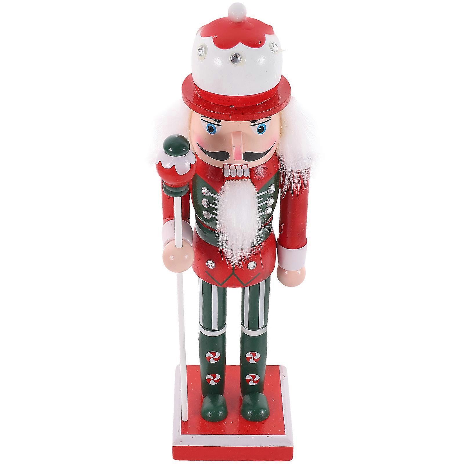 Christmas Wood Nutcracker Figurine Nutcracker Decoration 2Pcs for Festival