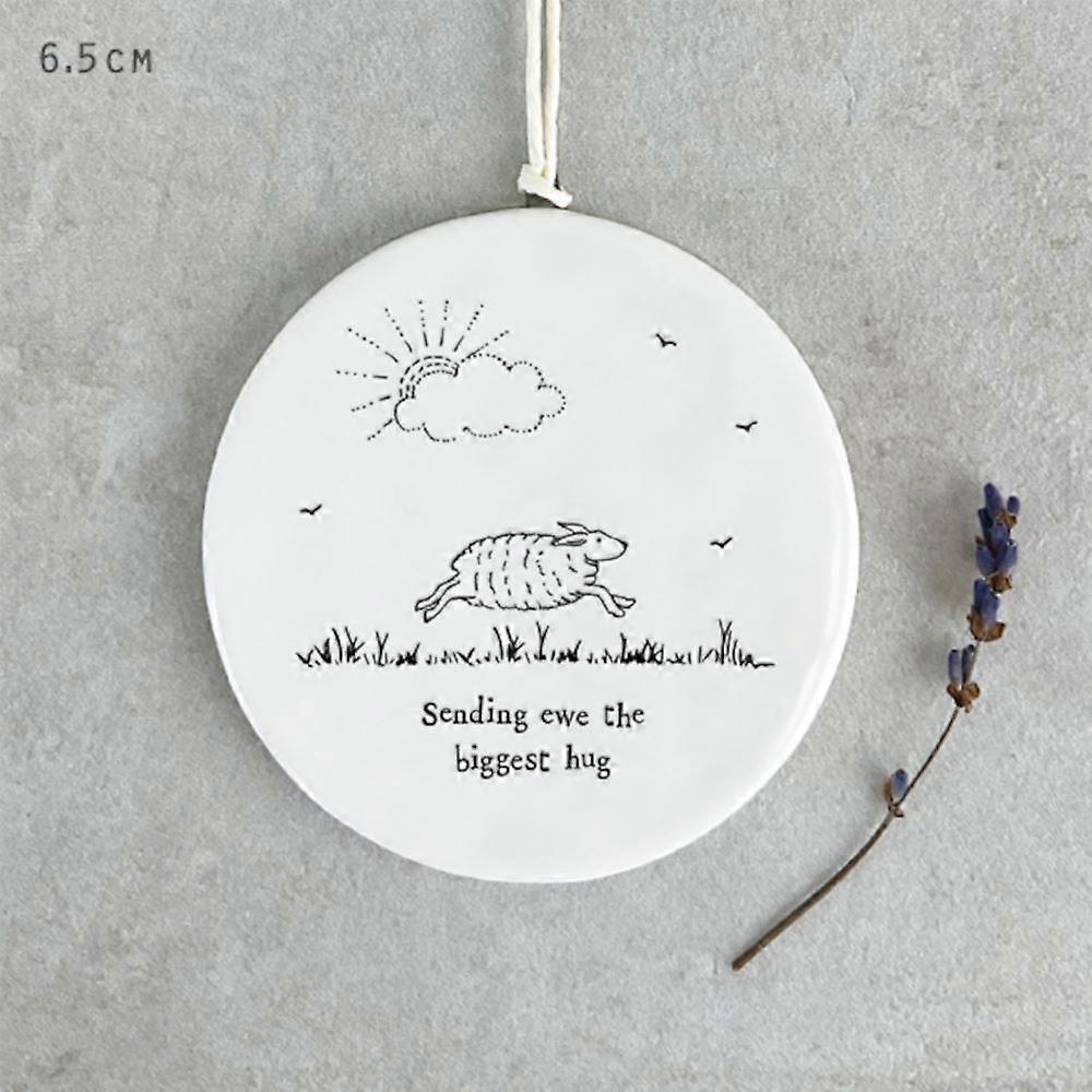 Porcelain Sheep Hanger - Sending ewe biggest hug