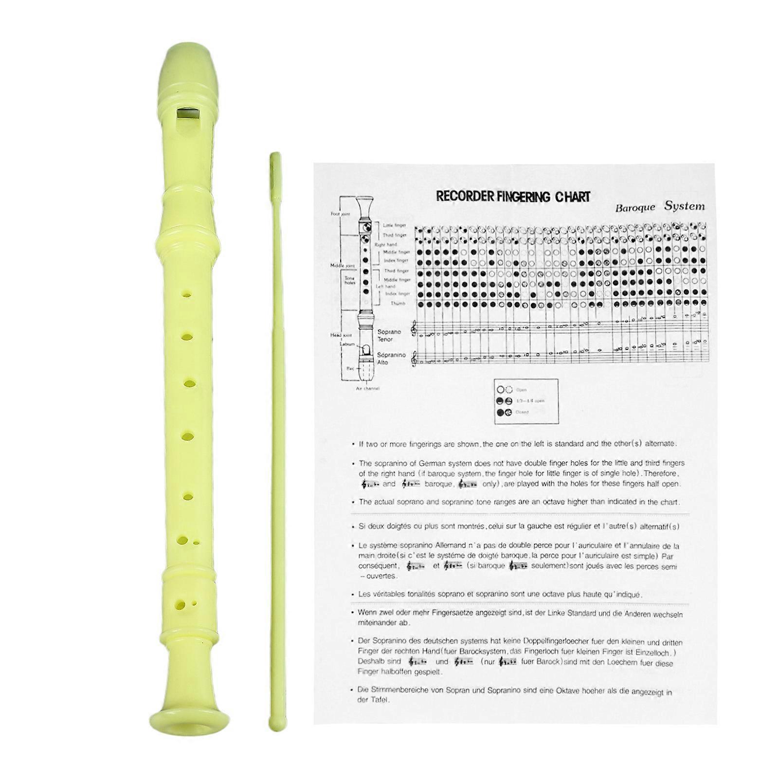 Flûte à bec soprano portable légère à 8 trous, clarinette ABS pour étudiants et enfants, jaune