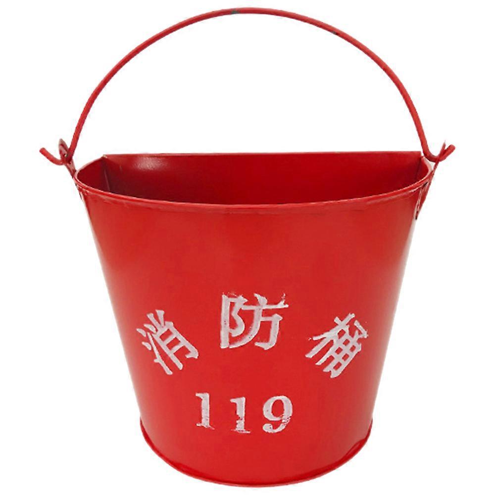 Fire Emergency Bucket Semi-Circular Metal Sand Container for Adults Home Safety Red 1Pcs