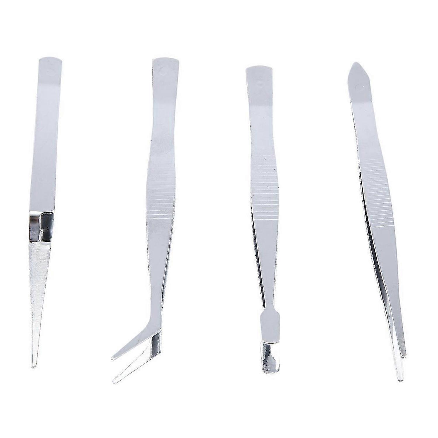 4Pcs/Set Precision Tweezers Stainless Steel Thick Electronics Forceps