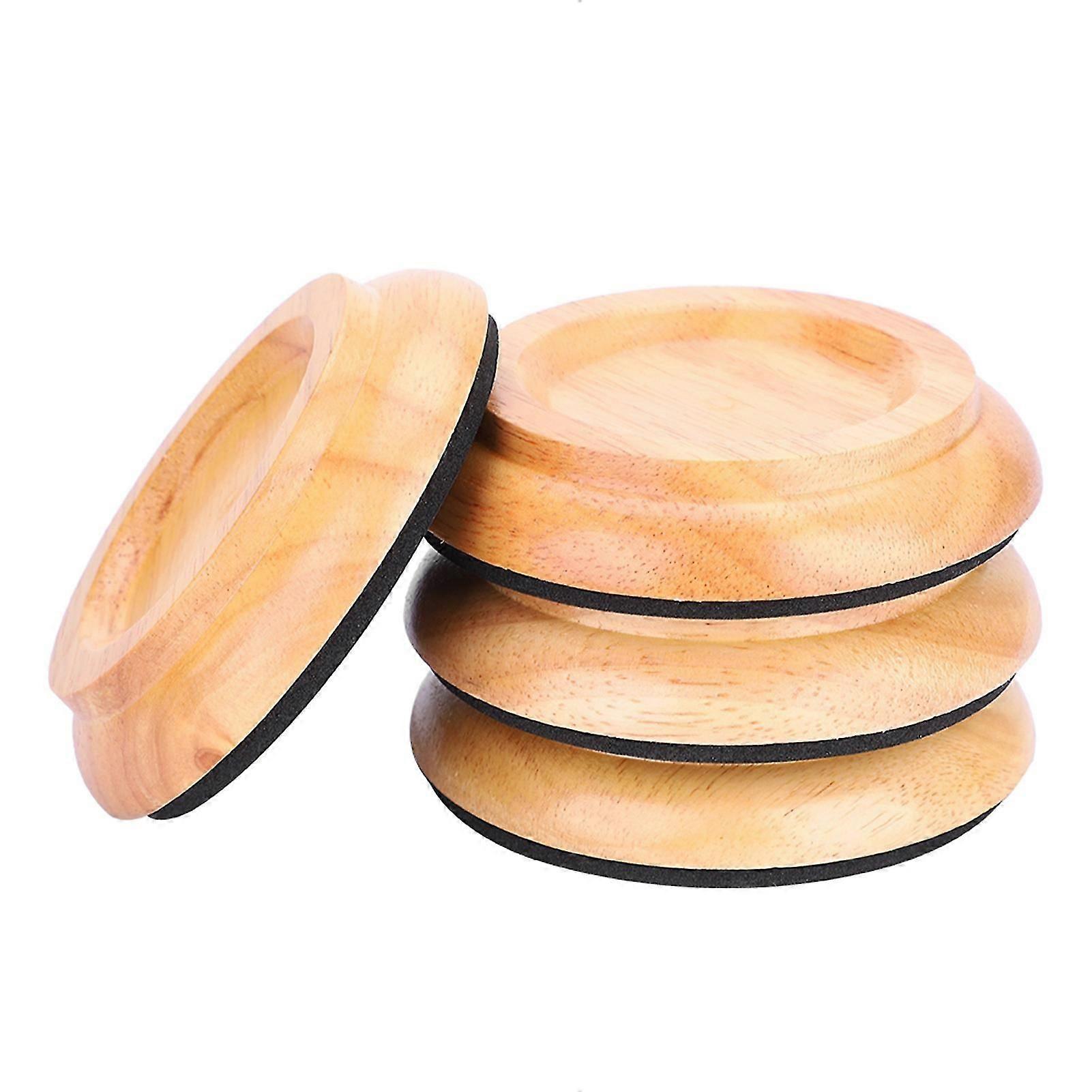 Beech wood piano foot pads for upright piano - 4Pcs round caster cups set