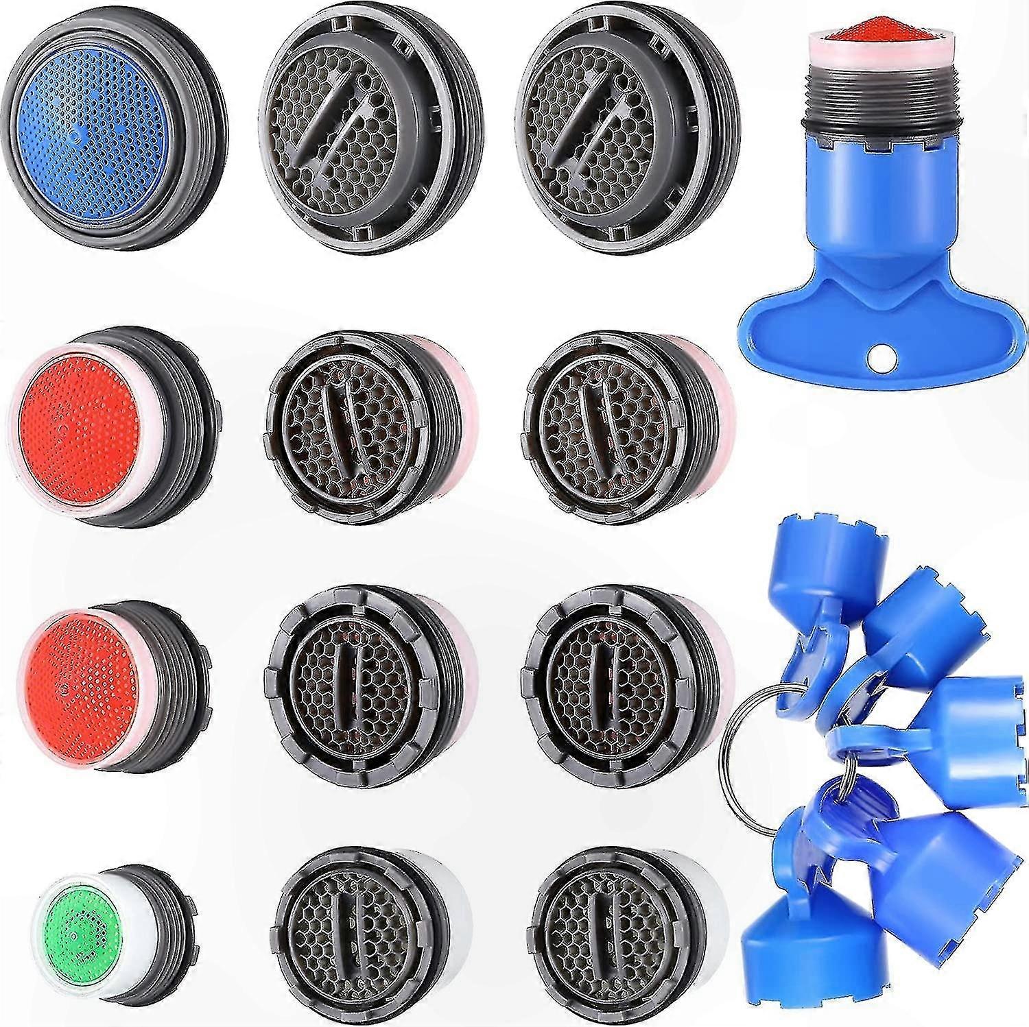 Faucet Aerator Replacement Kit with Removal Tools, M16.5-M24mm Sizes (12-Pack)