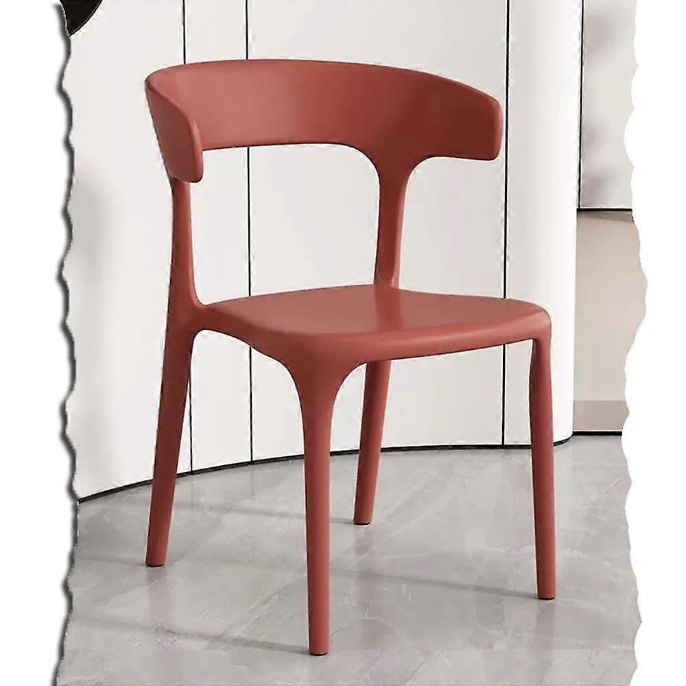 Colorful Stackable Plastic Armless Dining Chairs for Outdoor Patio and Bistro Use, Red Color, Durable for Lawn and Deck