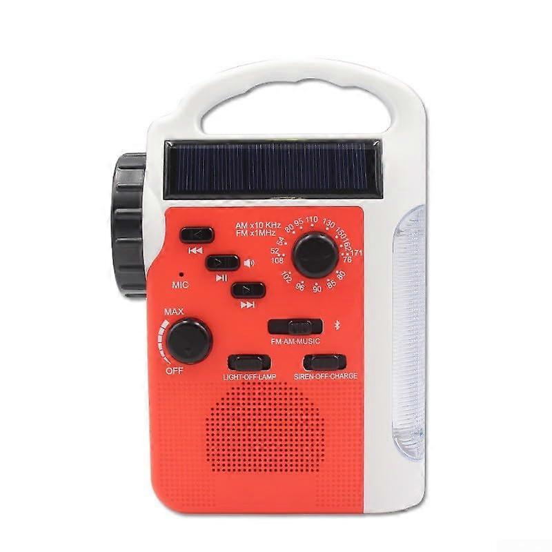 Multi-function Radio Solar Hand-Crank AM/FM Weather Radio With Flashlight And Portable Power Bank Red