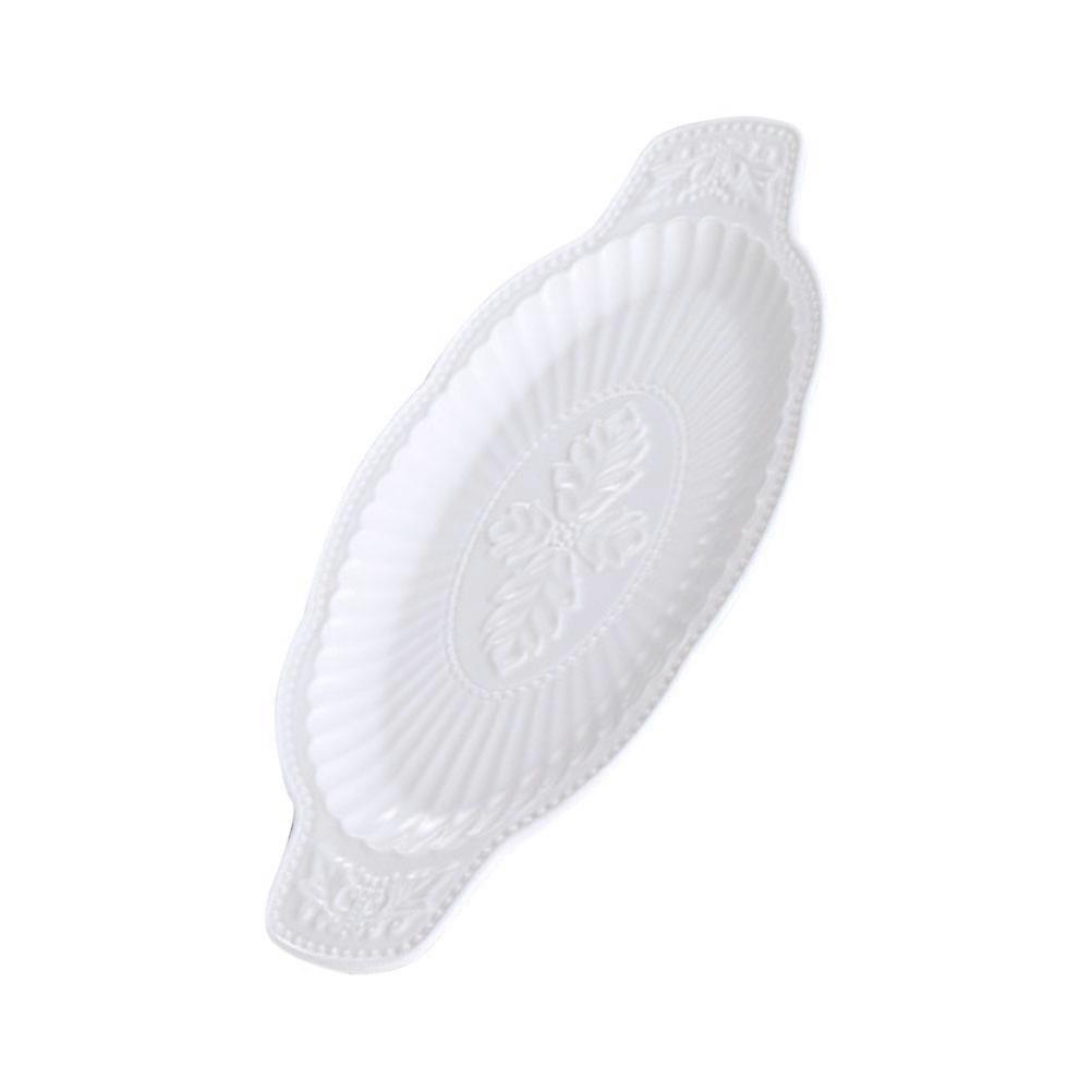 Ceramic Plate Double Ear Fish Plate for Kitchen Use 1Pcs White Bone China