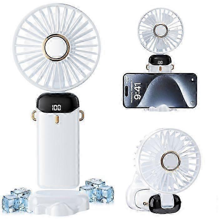 5-in-1 Portable Fan - White - 2500 mAh - 5 Speeds - Foldable - Quiet