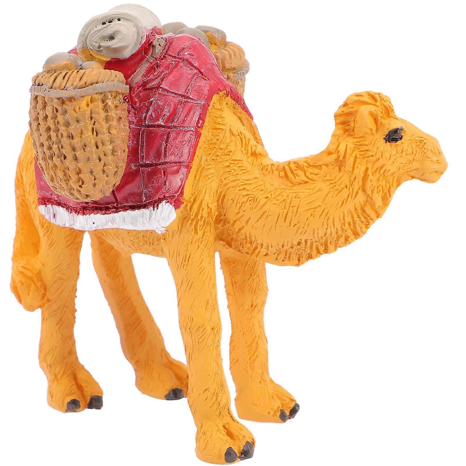 Miniature Camel Statue 2Pcs Multi Realistic Details for Decor with Small Camel Toy
