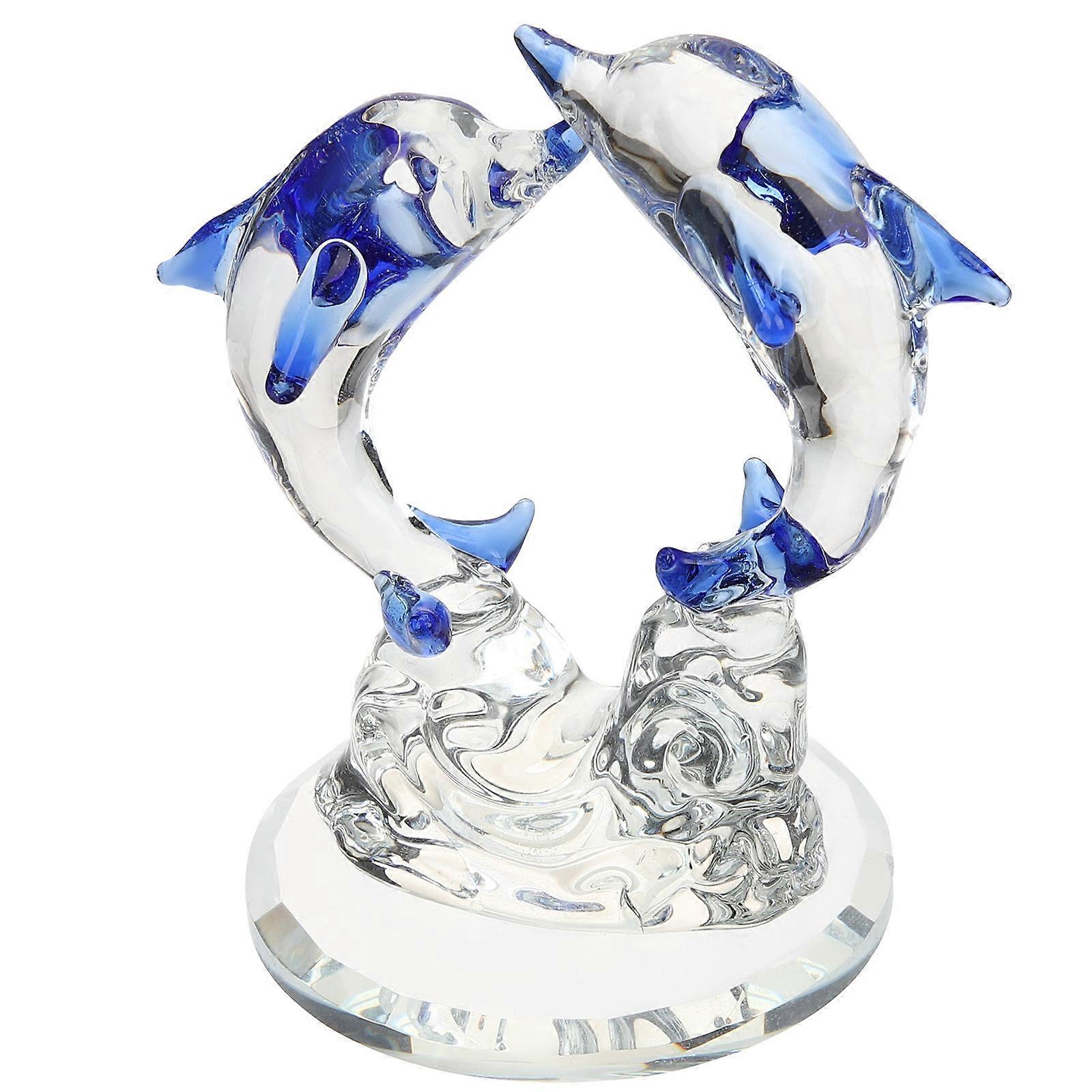 Crystal Dolphin Figurine Decorative Indoor Desktop 2Pcs Creative Ornament