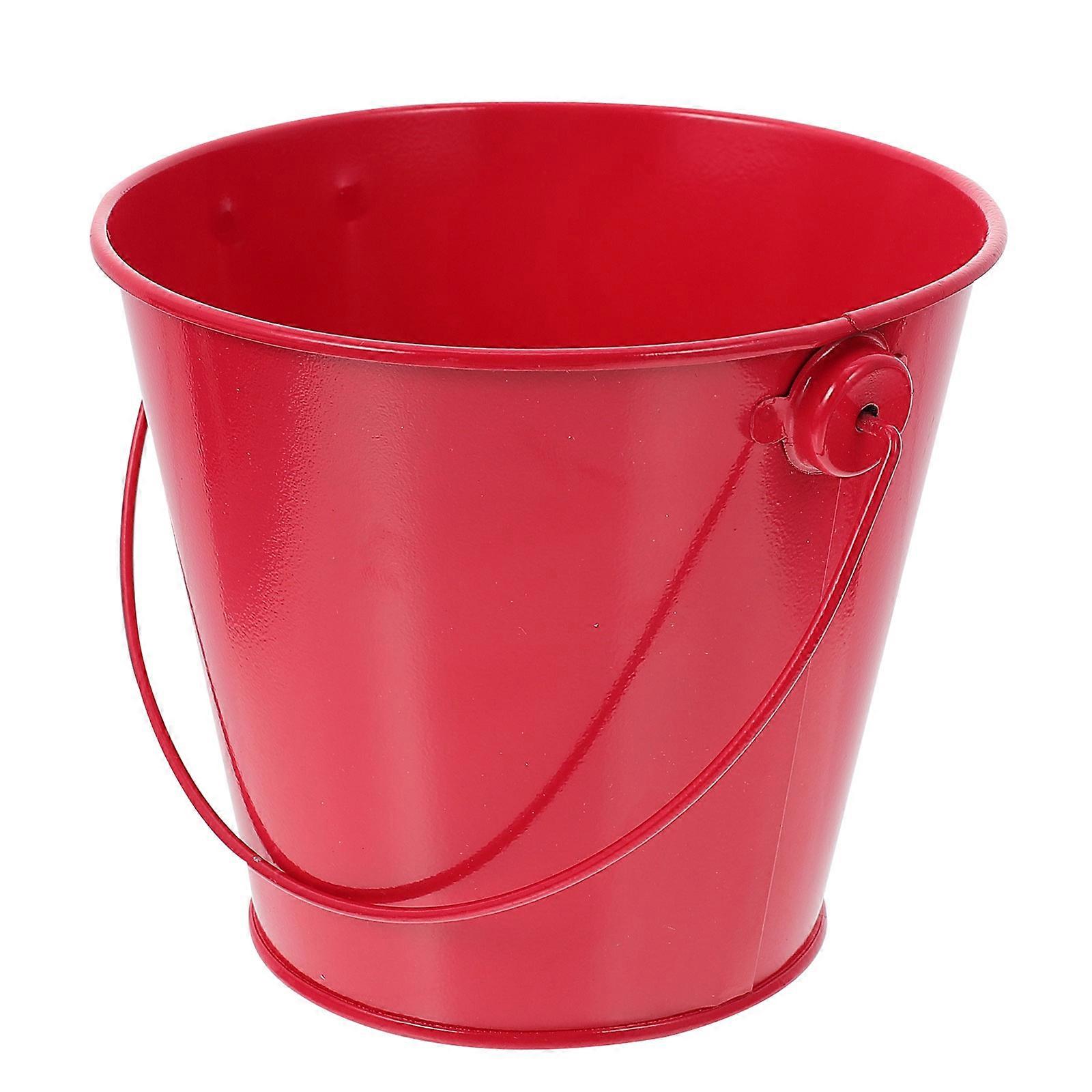 Portable Iron Ice Storage Bucket Designed For Bar Snack Serving 4.72x4.72x3.93inch Red Color 2Pcs