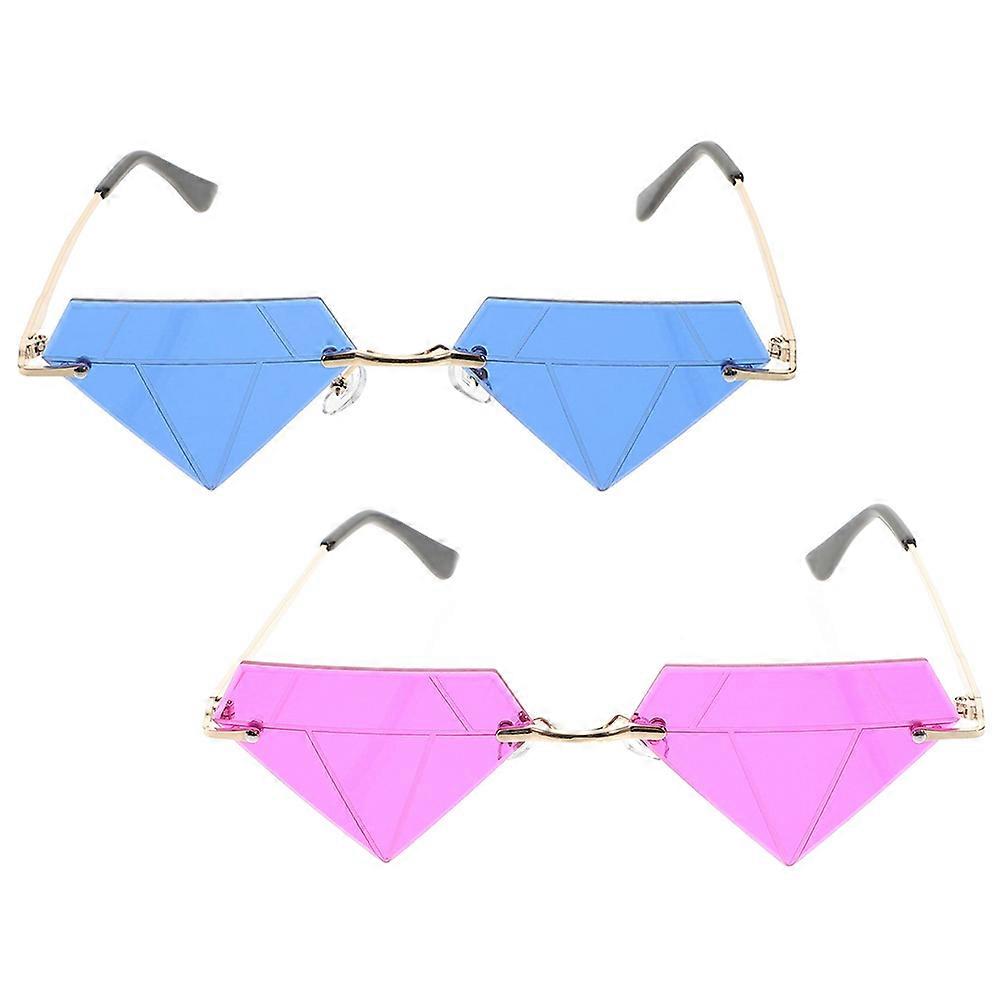 Rimless Costume Accessory Eyeglasses Assorted Color Lightweight 2Pcs