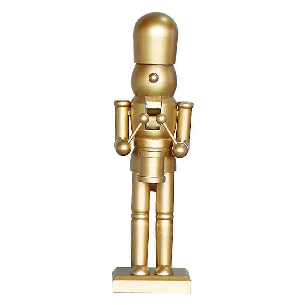 Christmas Nutcracker Figure for Decoration 4Pcs Wooden Golden Nutcracker Set
