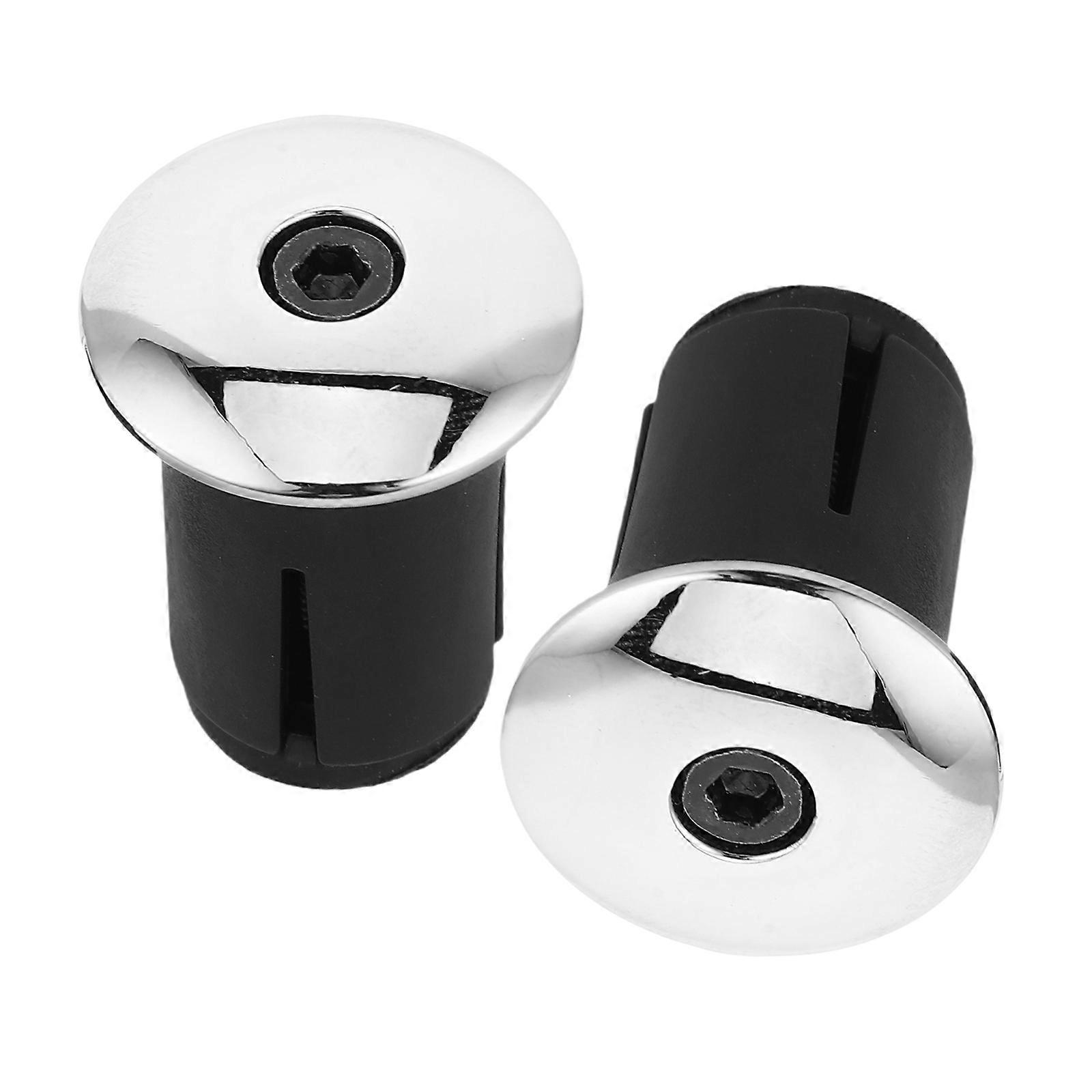 Secure Fit Aluminum Handlebar End Plugs 2Pcs For Cyclists Road And Mountain Biking Silver Anti-Slip Features