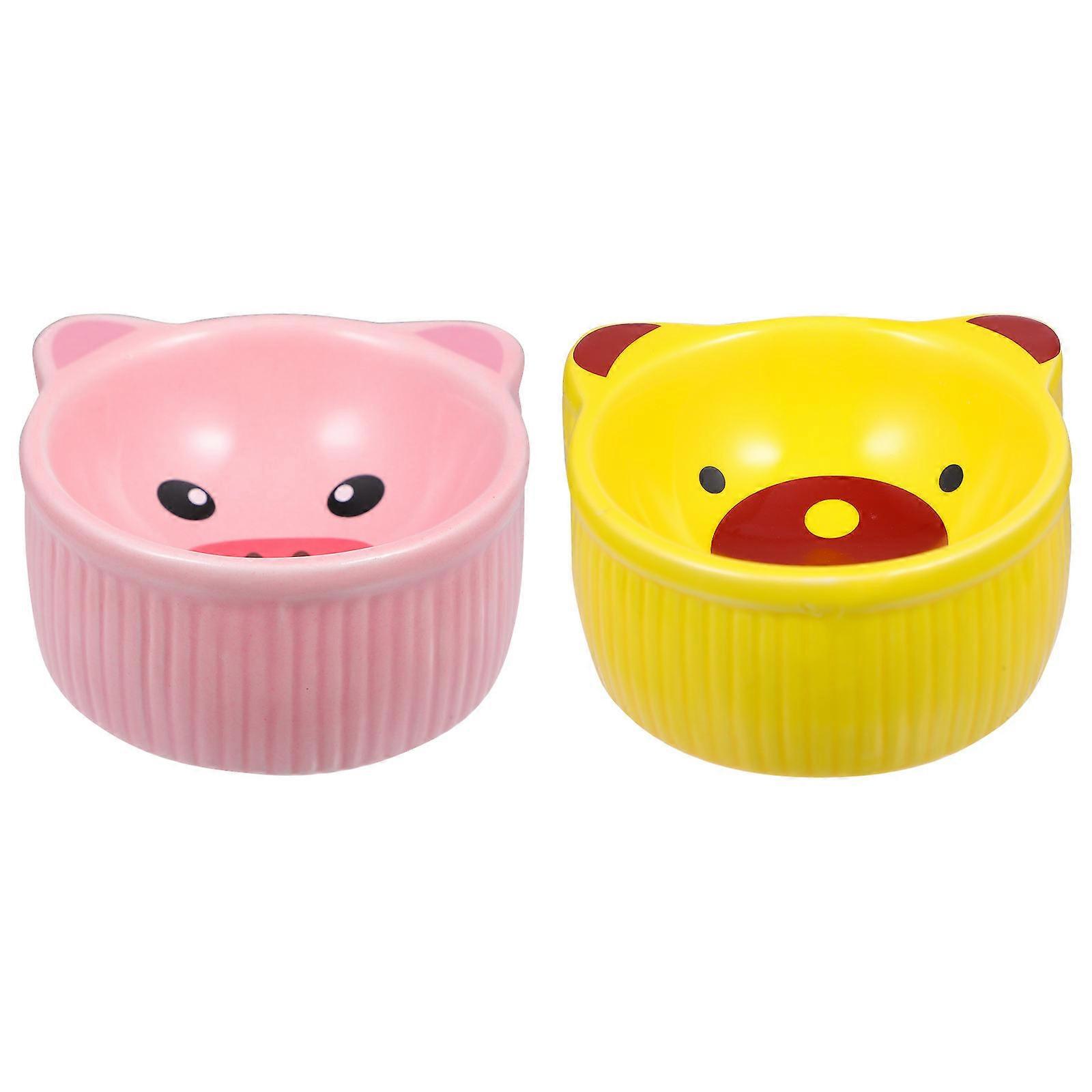 Hamster Ceramic Bowl Pet Feeder for 4Pcs Assorted Color Cute Cartoon