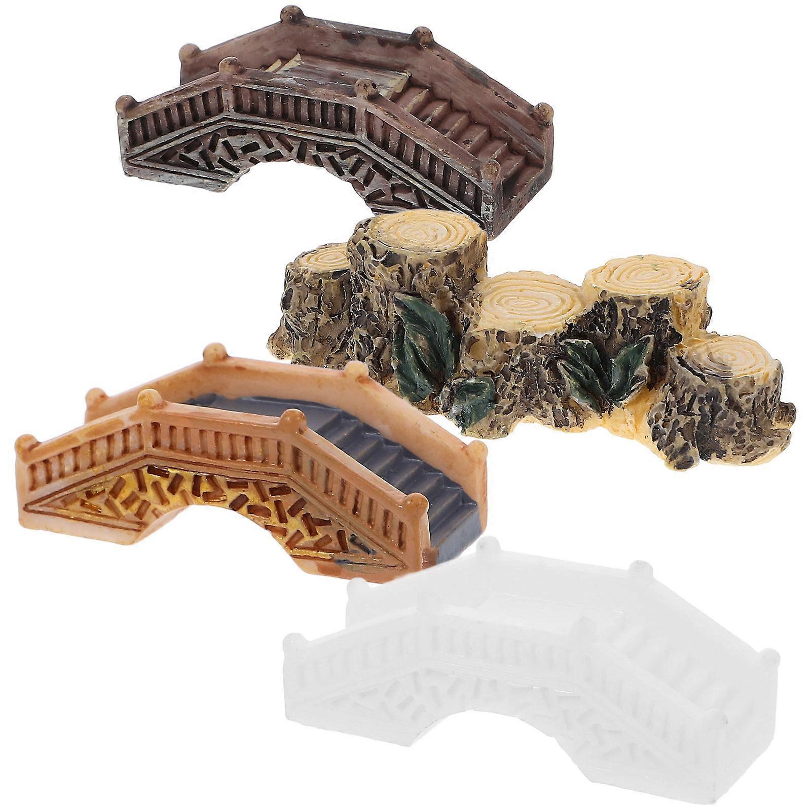 Assorted Color Miniature Arch Bridge Plastic Model for Decoration 16Pcs