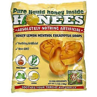 Honees, Honey Lemon Menthol Eucalyptus Cough Drops, 20 King Sized Drops, 3.5 oz (100 g)