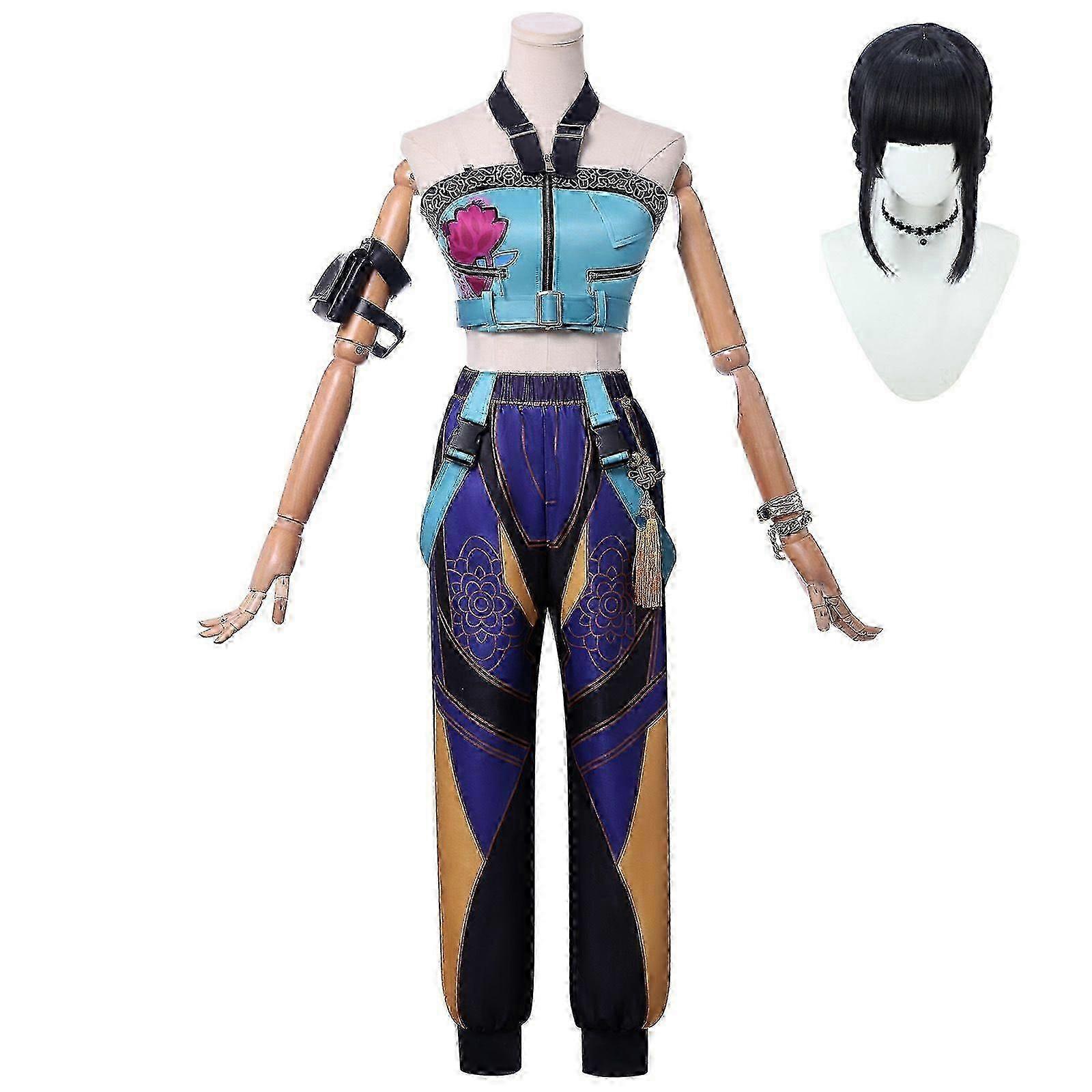 Kpop デーモンハンターズゾーイコスプレコスチュームセットハロウィーンパーティーファンシードレス女性用_d