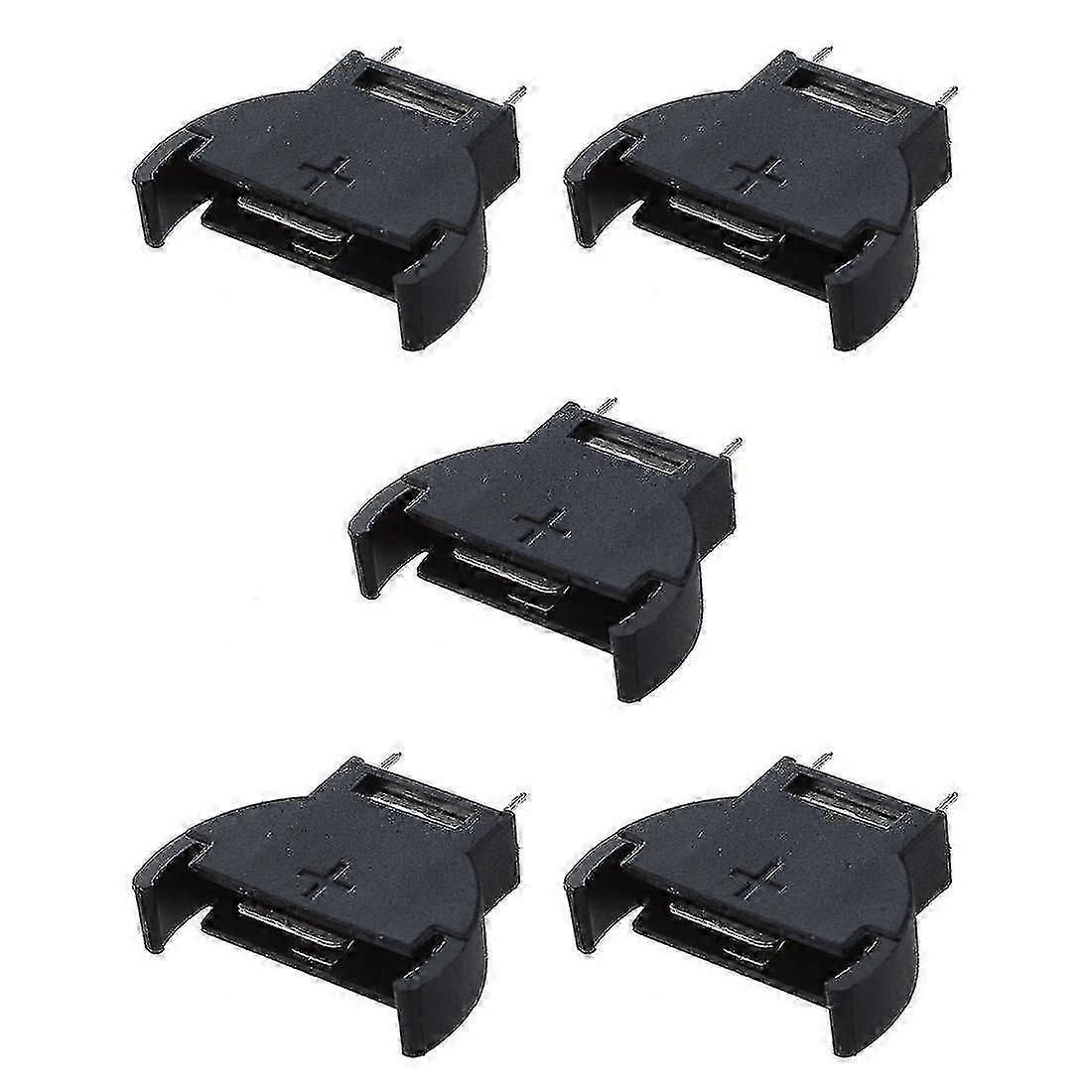 For 5 Pcs Black Plastic CR2032 Cell Button Lithium Battery Sockets Holder - Battery Accessory