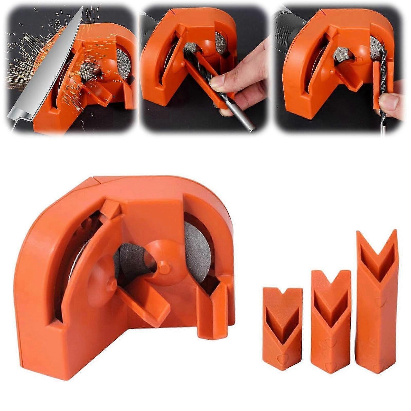 Helenmas Drill Bit Sharpener for All Bits, Compatible with High Speed Steel, Masonry, Carbide, Cobalt & Tin Coated - Orange 26s