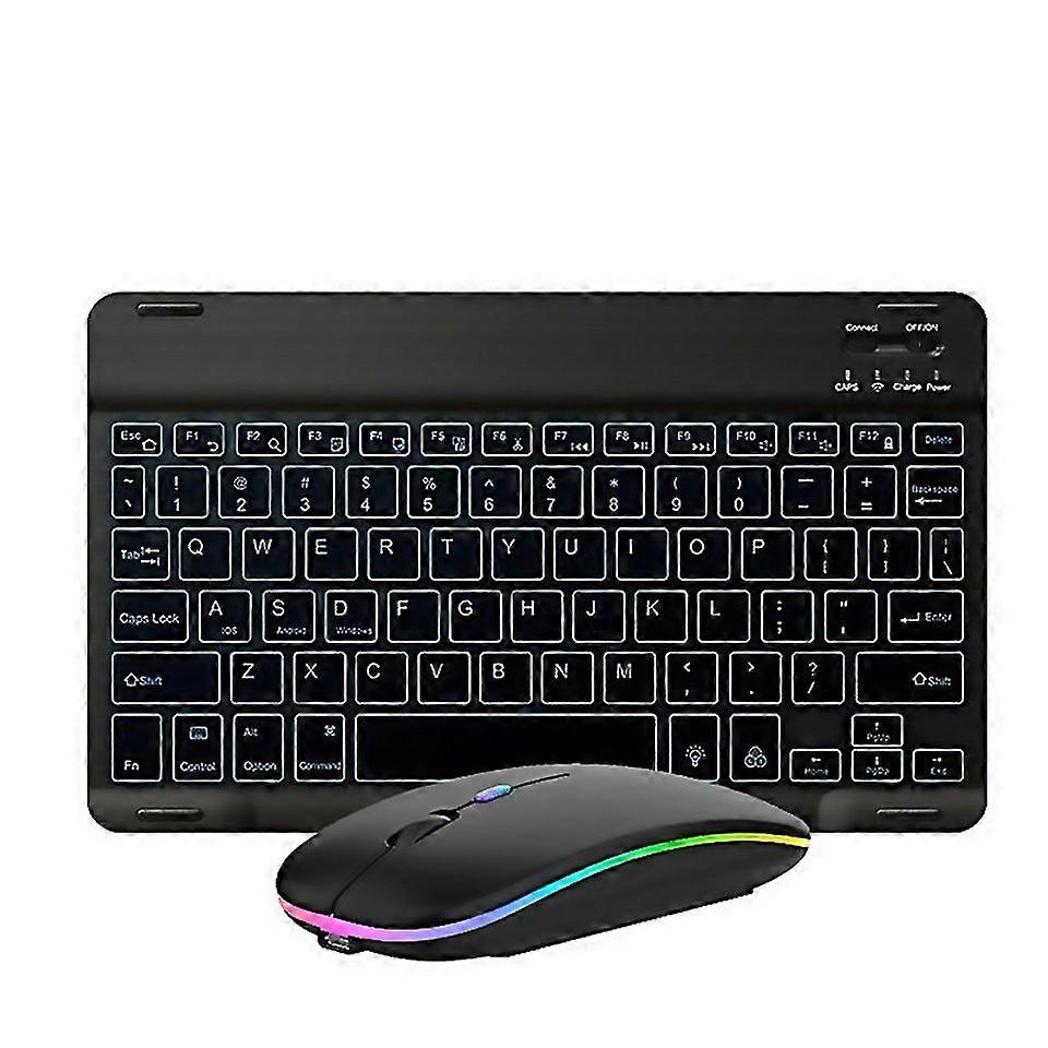 For 10 Inch Rgb Colorful Backlit Bluetooth Keyboard And Mouse Set For Mobile Phone Tablet