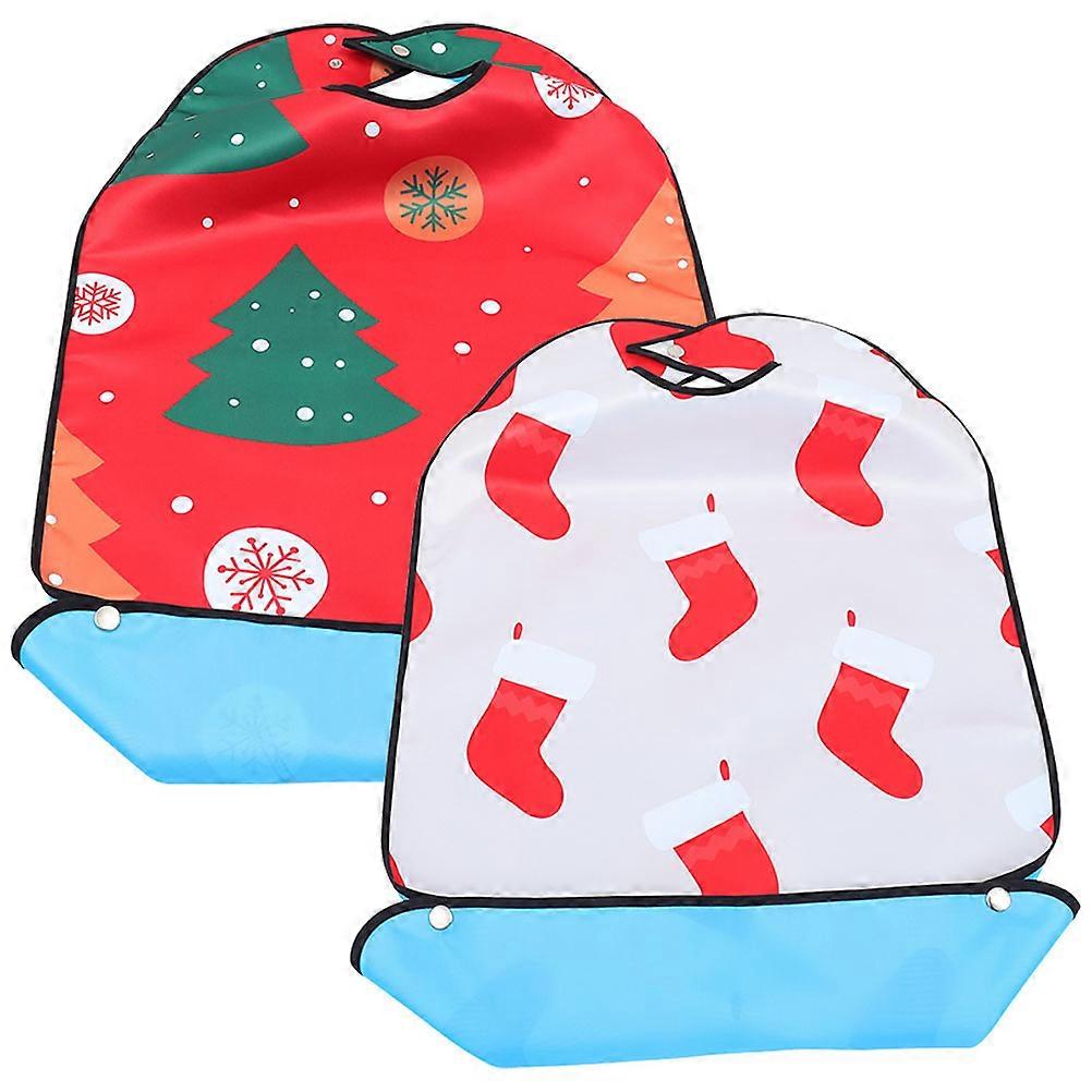 Adult Bib For Elderly 2Pcs Adjustable Strap Protective Eating Bibs Multi Practical Design 86X76CM