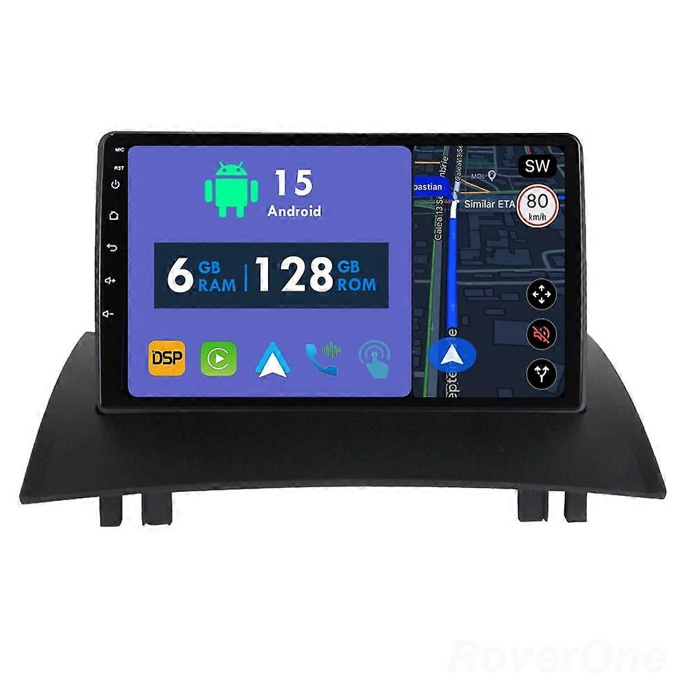 Car Radio 6G+128G CarPlay GPS Navigation Head Unit for Renault Megane 2 2002 - 2009 Android Auto Bluetooth Stereo Touch Screen