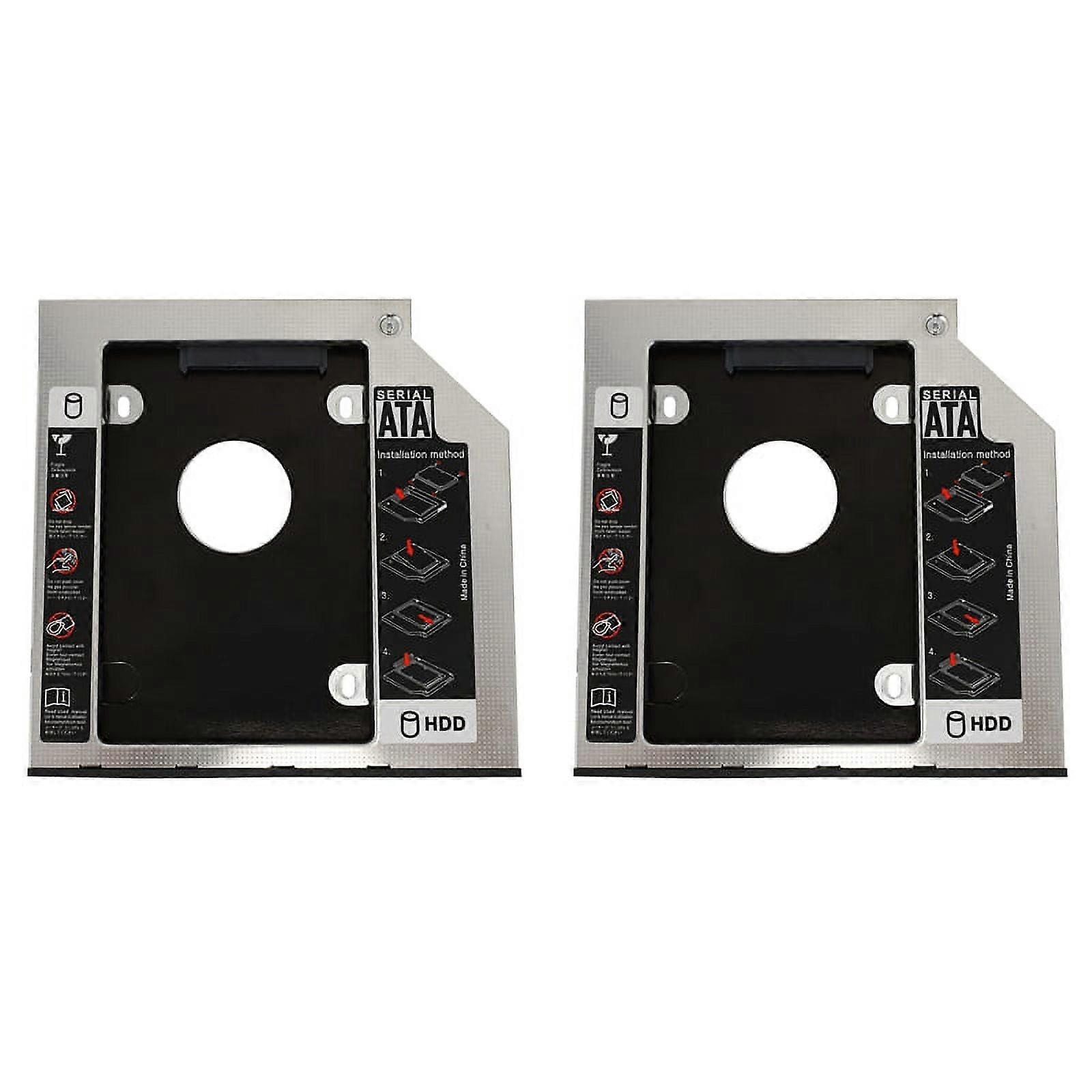 2X Hard Drive Tray 9.5mm Universal SATA 2Nd HDD HD SSD Enclosure Hard Drive Case Tray(for SSD and HDD)