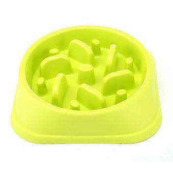 Non-Slip Maze Pet Food Bowl - fremmer sund kost og langsom fordøjelse - grøn gul
