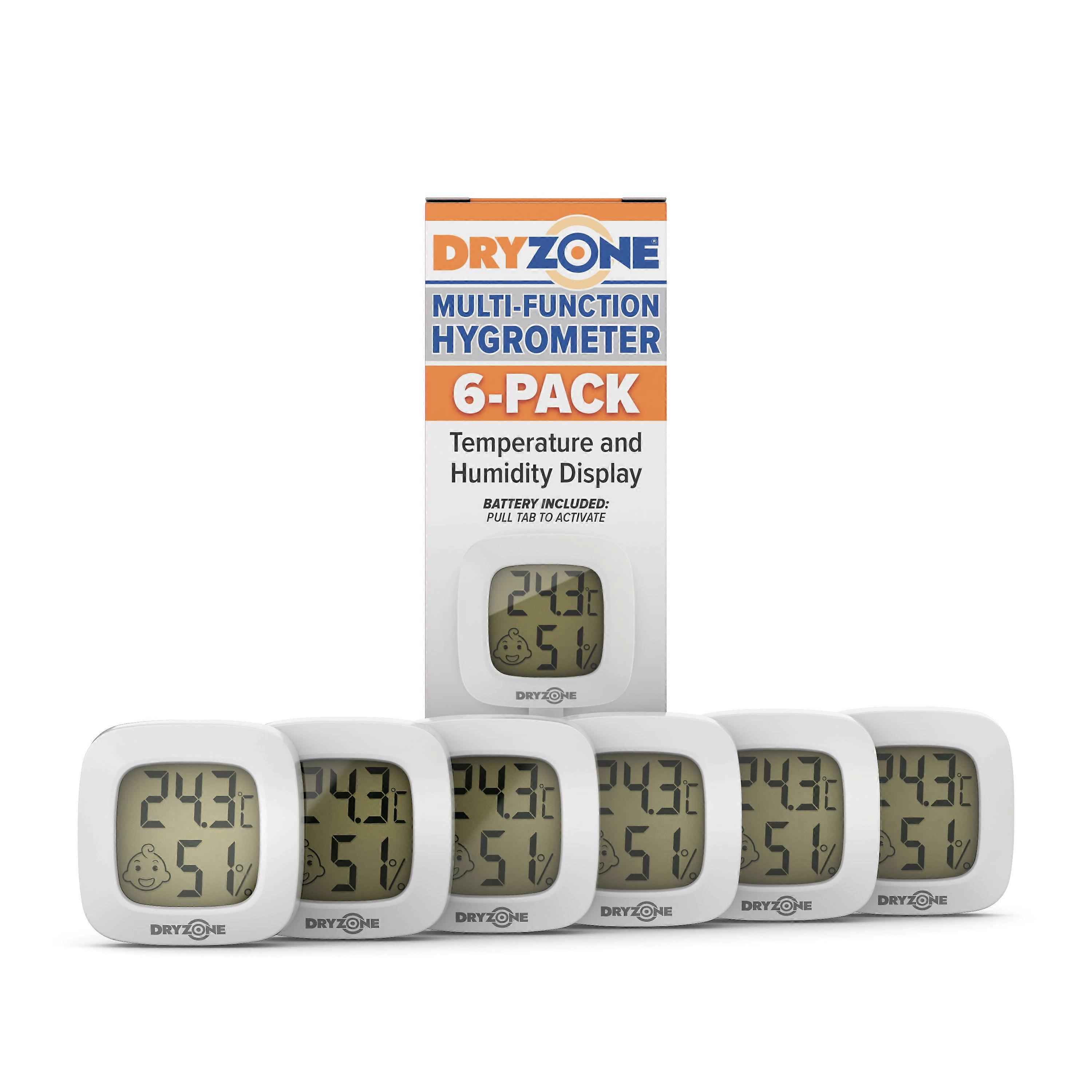 Dryzone Hygrometer Digital Thermometer for Home White x 6 Pack 