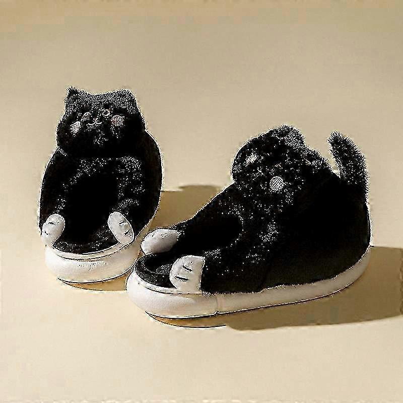 Cozy Plush Slippers for Couples Embracing a Cat for Home Use in Winter