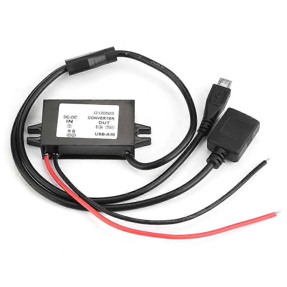 DC-DC 12V to 5V 3A USB-A/M Step Down Converter Power Supply Module
