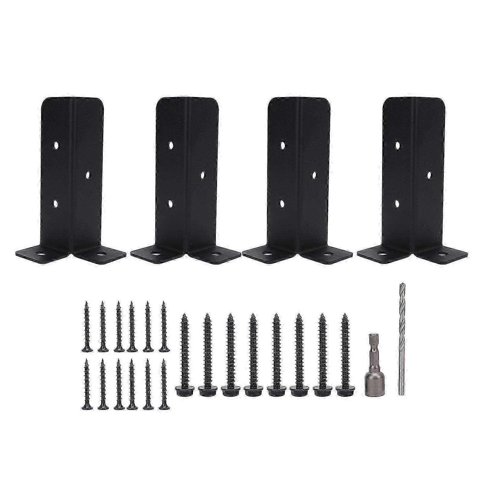 Heavy Duty L-Shaped Pergola Bracket Kit Deck Post Anchor Base Bracket Kits for Deck Support Porch Railings Handrails Fence Posts Woodwork 4 Set