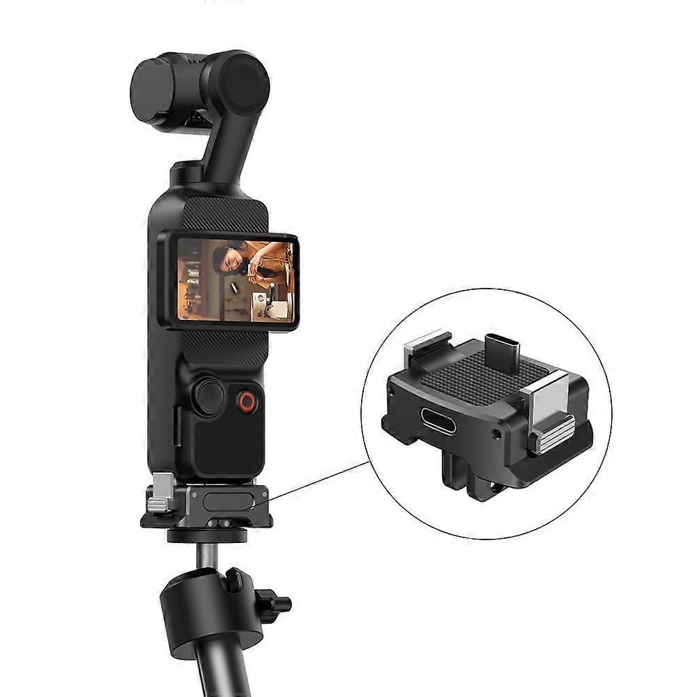 Charging Adapter Base for DJI Osmo Pocket 3, Type-C Desktop Dock with 1/4" Screw Hole, Dual Interface Aluminum Alloy Charging Stand