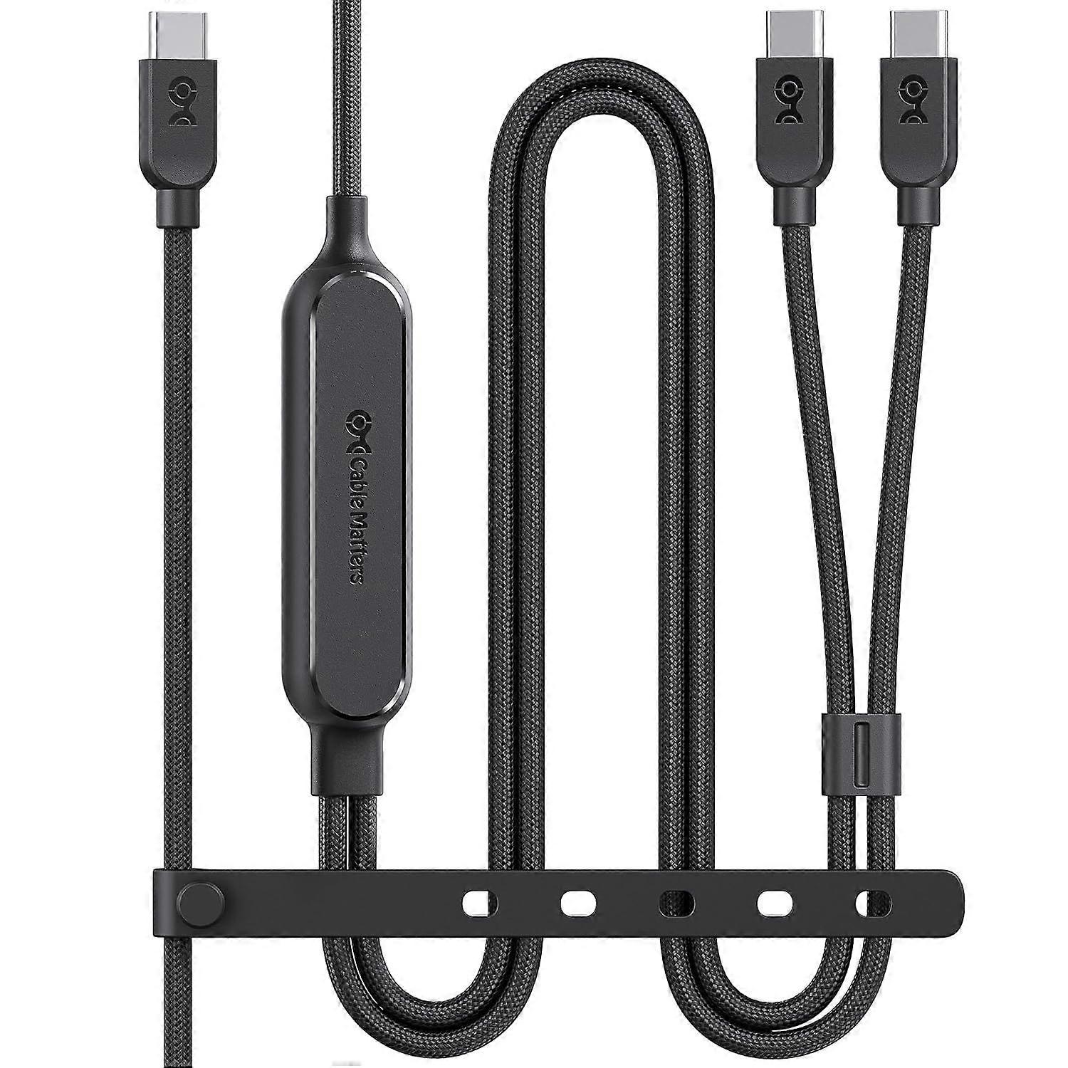 Braided 2-in-1 USB C to USB C Cable - 6ft, 140W Smart Power Allocation for