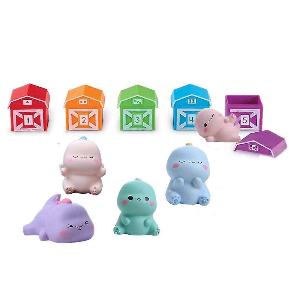 Farm Animal Cognition Color Counting Matching Hand Puppet Rainbow House Early Education  Sorting Toy Dinosaur Series 5-Piece Set (Pre-order)