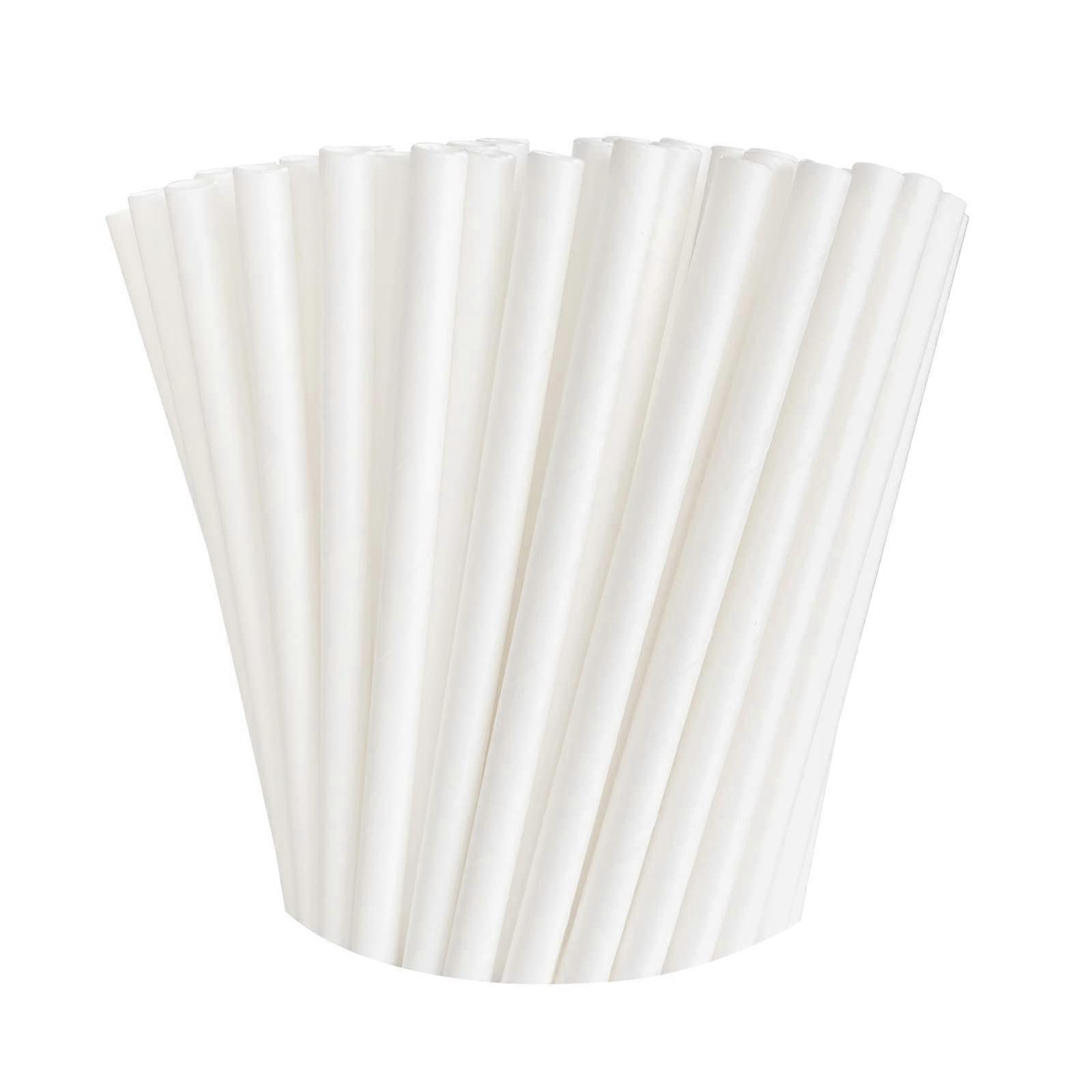 100 White Biodegradable Paper Straws Bulk for Party, Wedding, Birthday, Restaurant Drinks