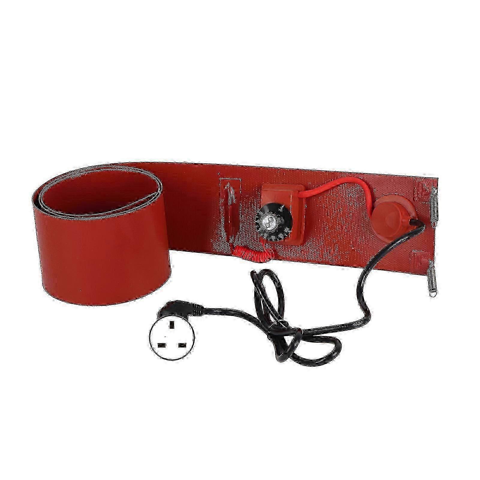 Aquecedor de tambor de metal com silicone de 200L e 1000W, temperatura de operação de 30-150°C, dimensões de 125x1740mm, com faixa de aquecimento e plugue de 220V.