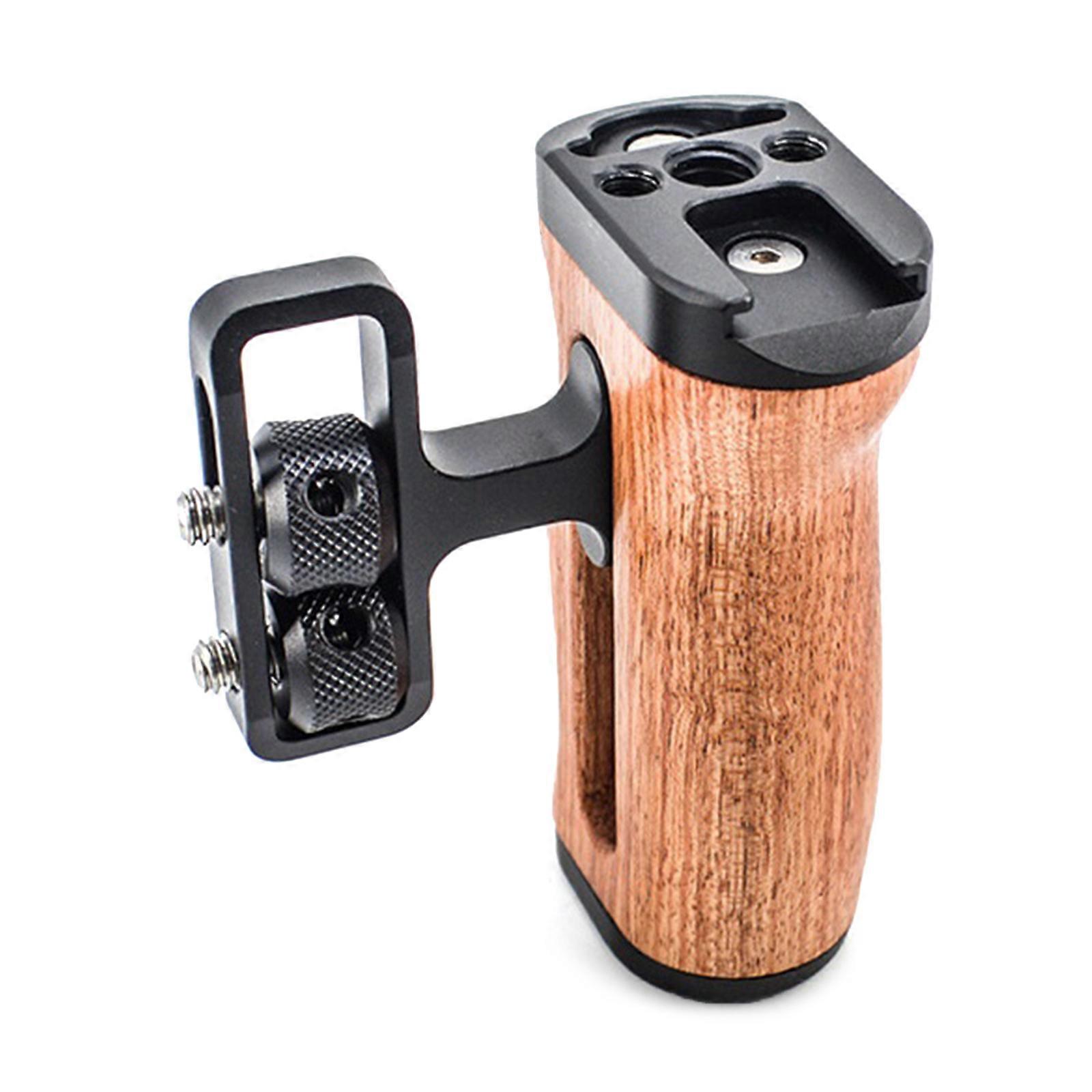 Comfortable Wood Camera Grip with Adjustable Side Handle Optional for DSLR Photographers Cold Shoe Extension Multicolor