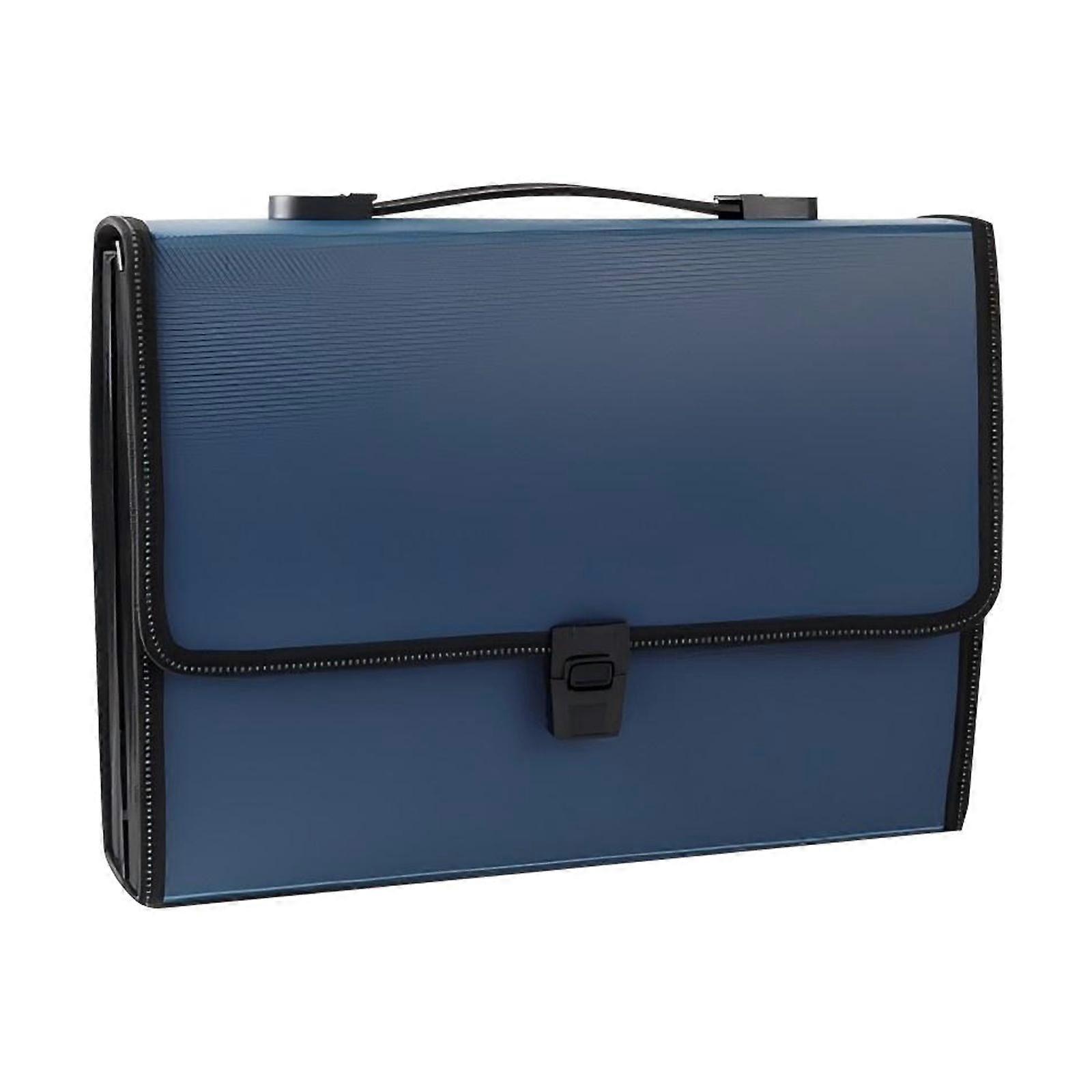 Large Capacity 26 Pocket Expanded File Box Clear View A4 Document Organiser Waterproof Office Storage  Blue