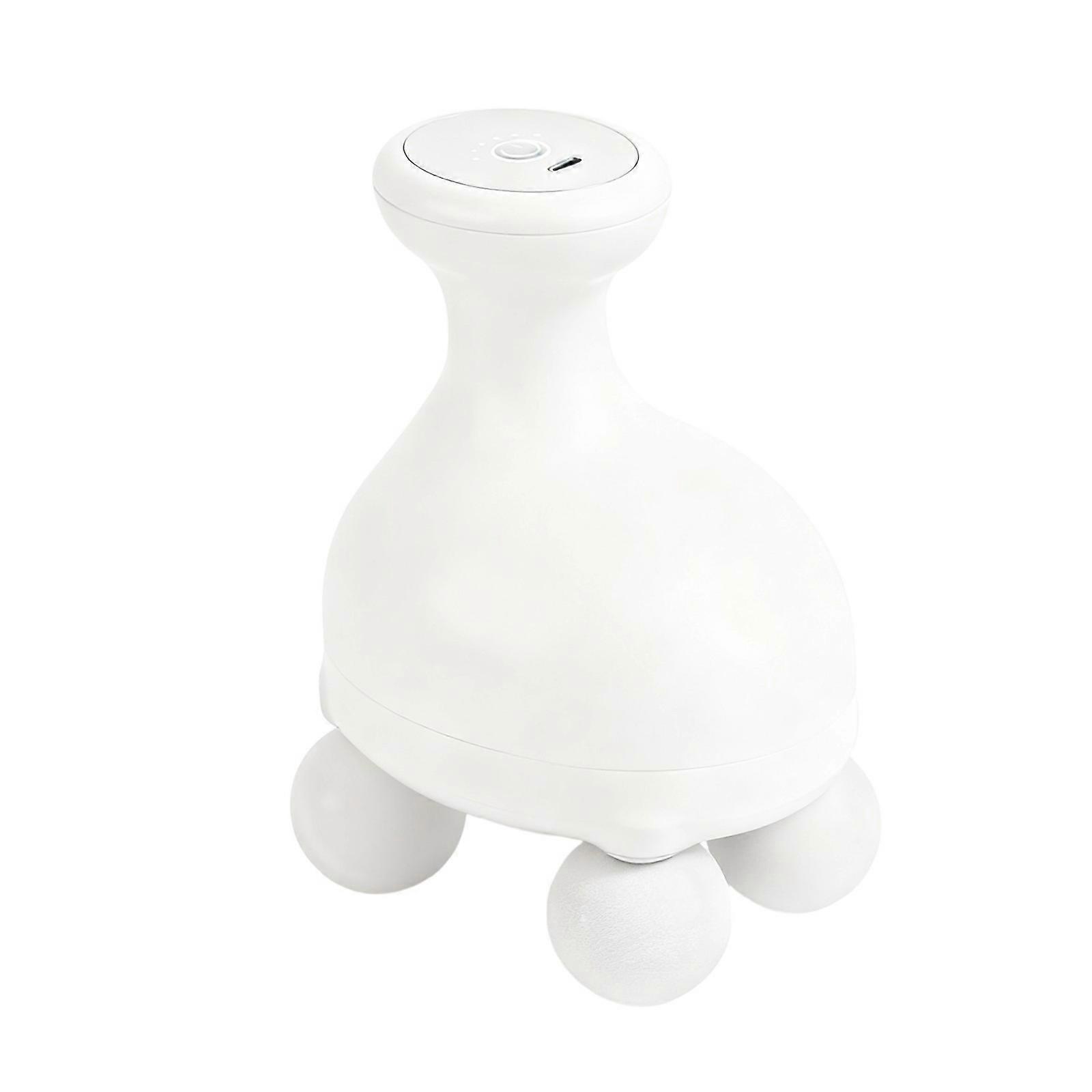 Ergonomic 4 Head Handheld Massage Tool With Quiet Function Portable Design For Home Office Use  White