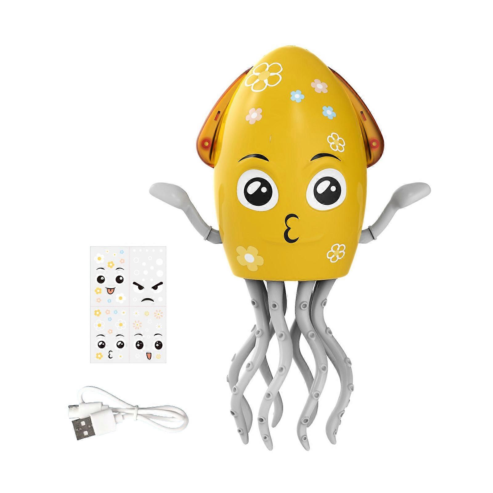 Light Up Musical Jellyfish Toy Automatic Sensing Movement Interactive Dance Robot Animal For Toddler Auditory Stimulate  Yellow