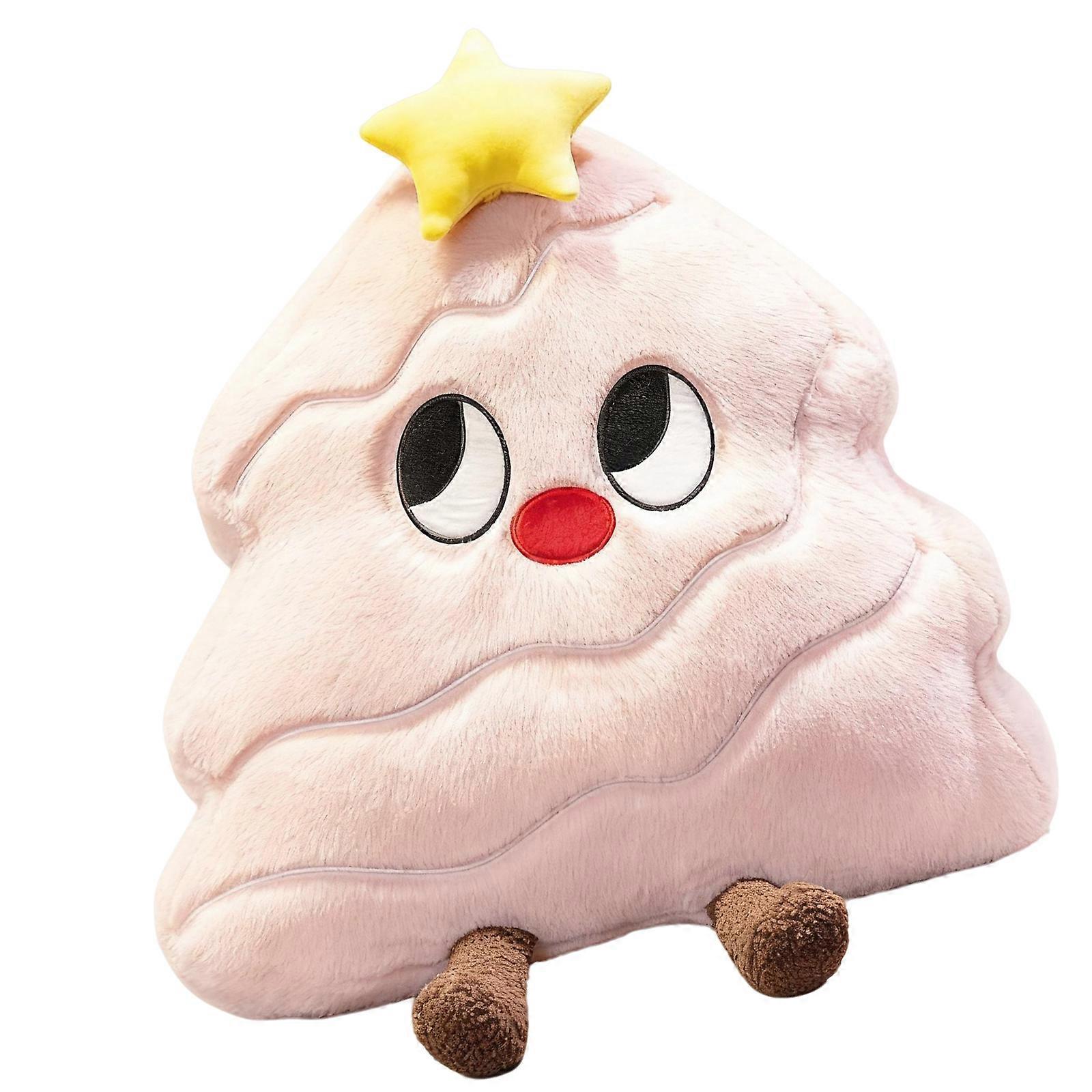 Holiday Themed Sofa Cushion Christmas Tree Pillow With Soft Polyester Fabric Back Support  Pink