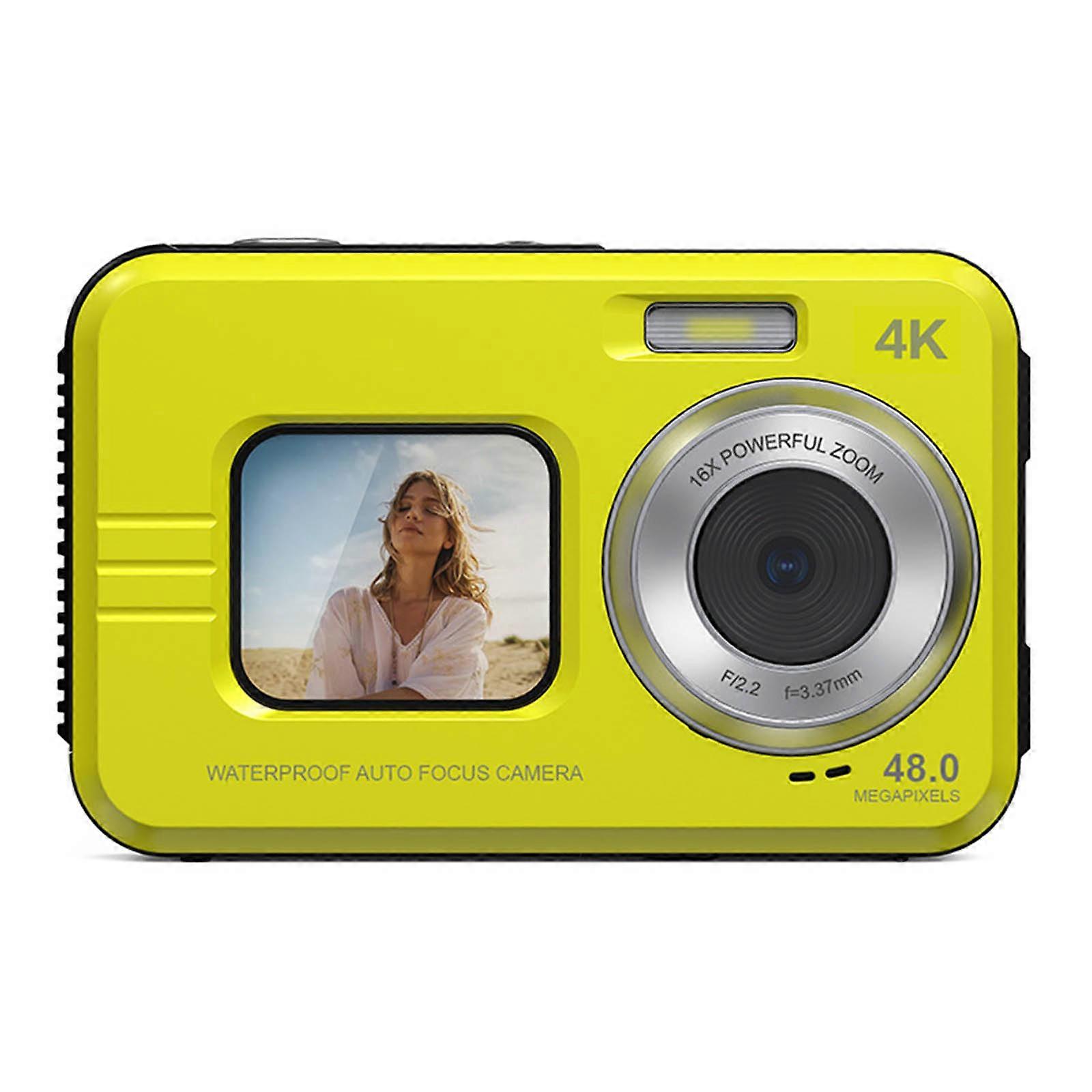 Selfie Friendly Double Screen Waterproof Digital Camera 4K Resolution&Extended Battery For Snorkeling Travel Enthusiasts  Green