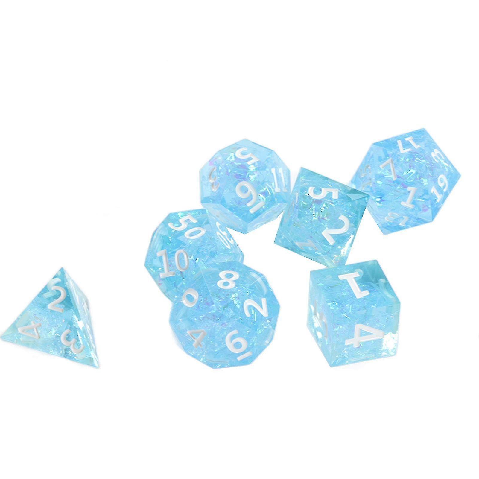 7pcs Resin RUNFNG D&D Dice Toys Polyhedral Dice Set Transparent Tabletop Game Diceset for Role Playing