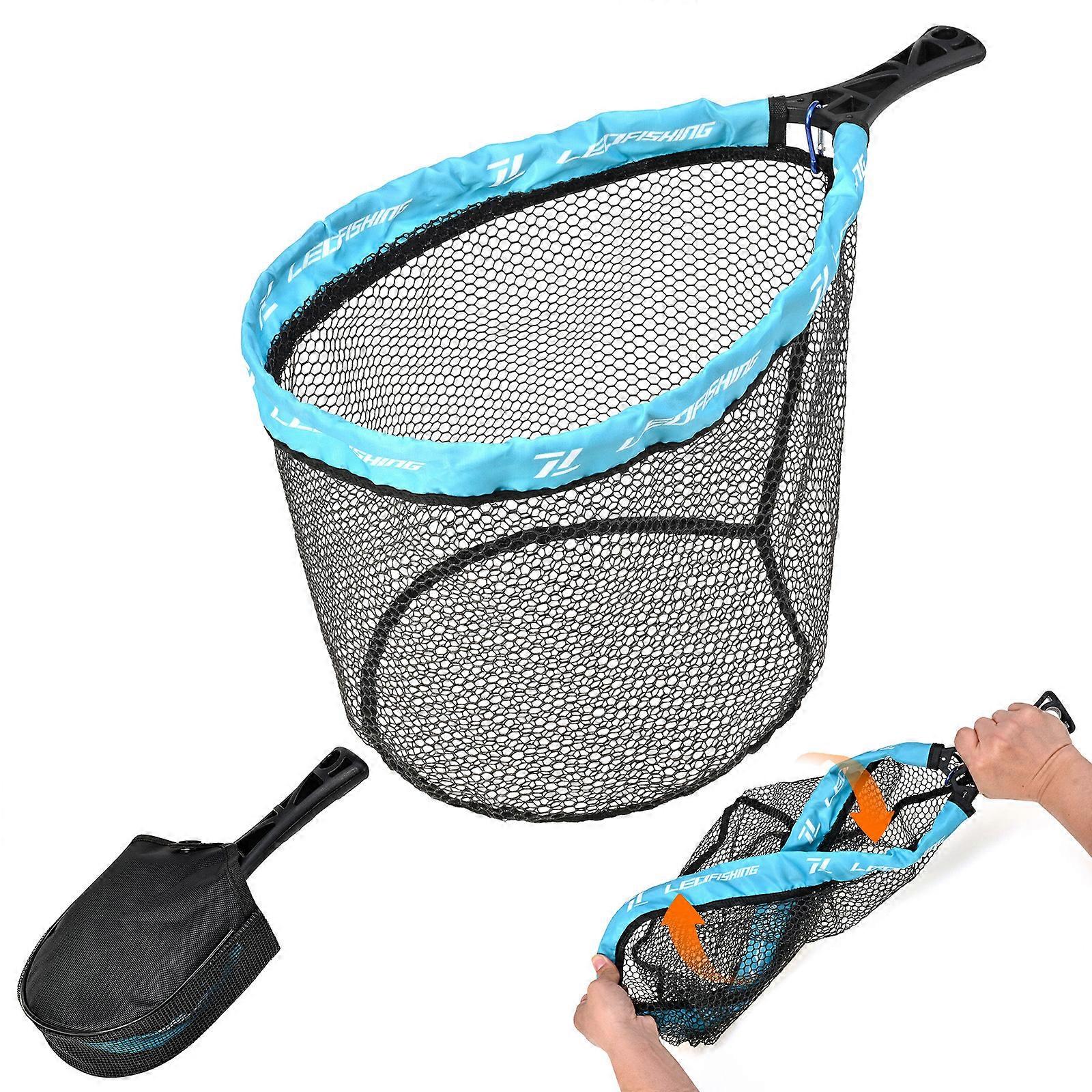 Fishing Landing Net Portable Fishing Net with Comfortable Grip and Storage Bags Foldable Landing Net Fishing Tackle Tool Multicolor